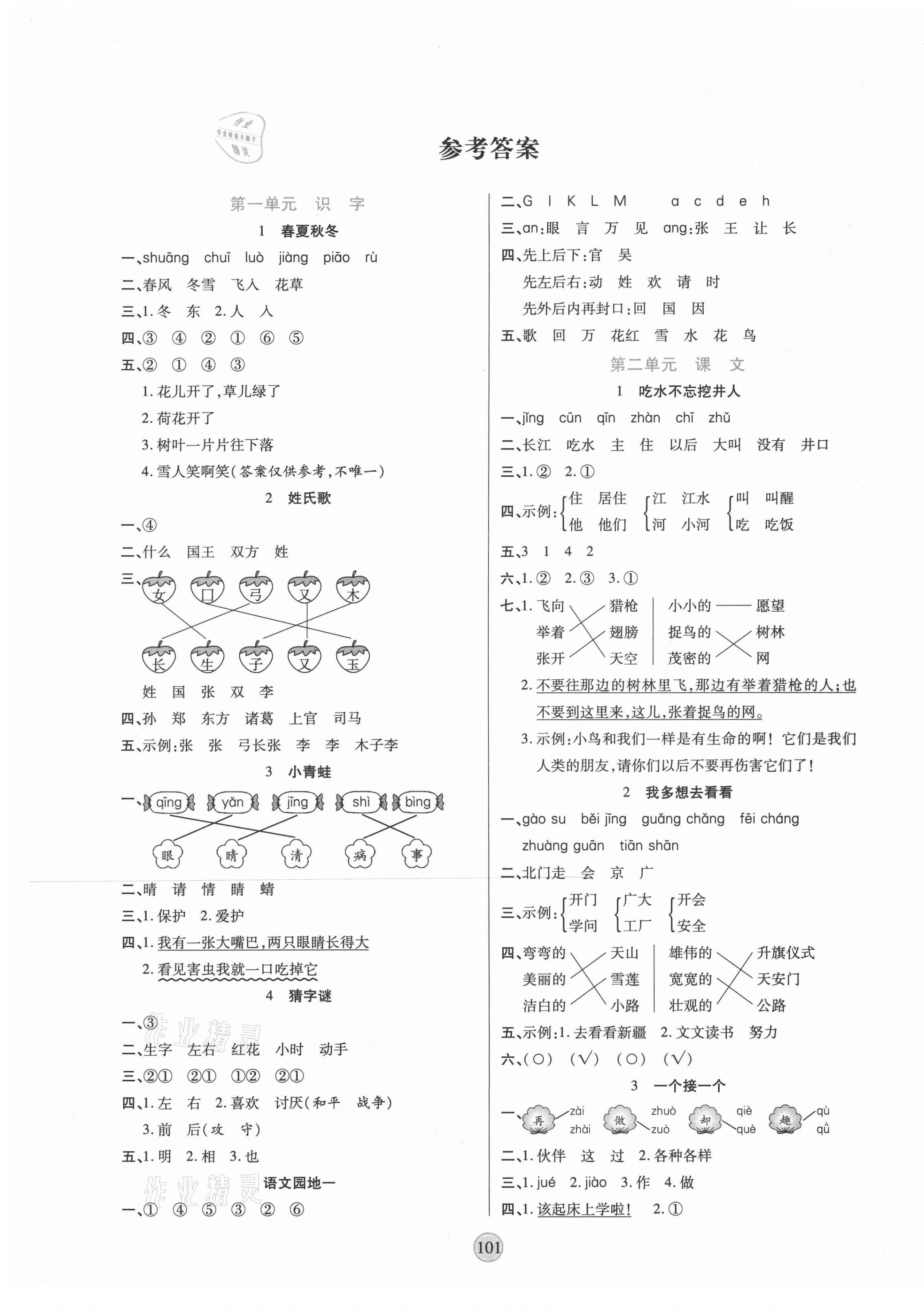 2021年云頂課堂一年級(jí)語(yǔ)文下冊(cè)人教版 第1頁(yè)