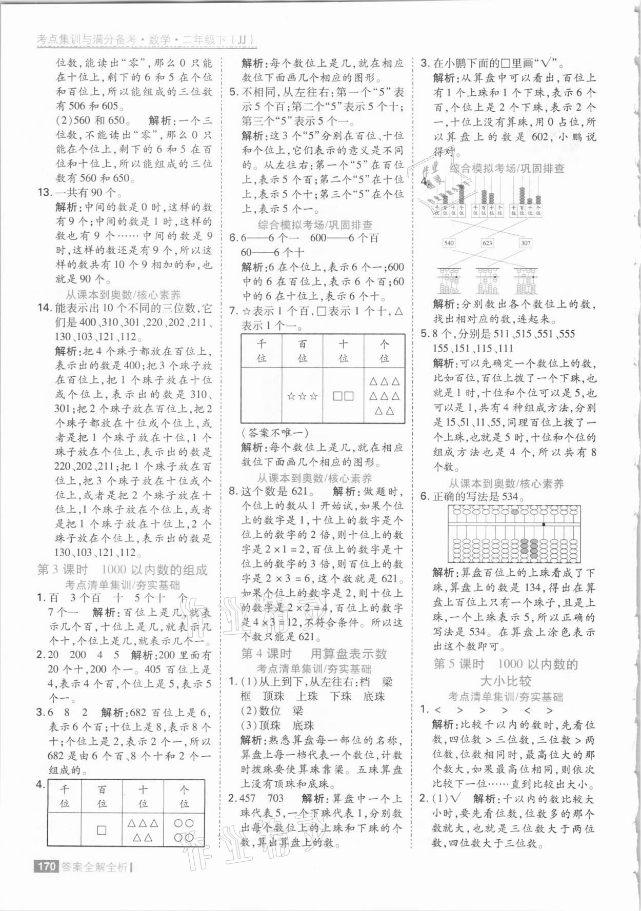 2021年考點集訓(xùn)與滿分備考二年級數(shù)學(xué)下冊冀教版 參考答案第10頁