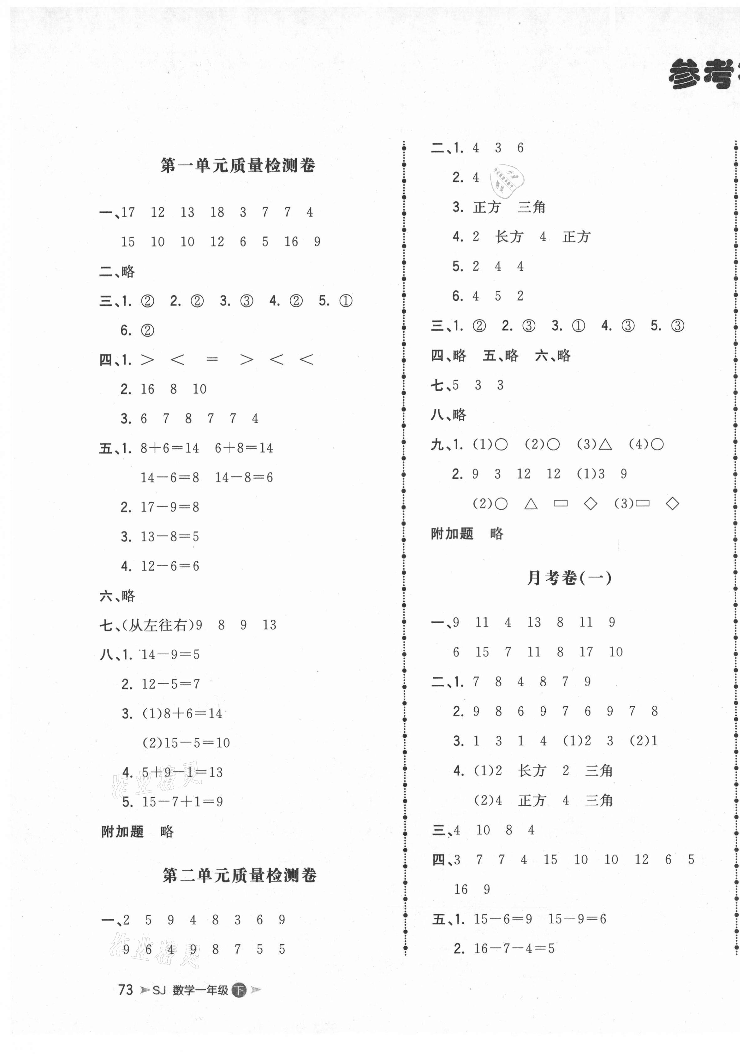 2021年智慧翔夺冠金卷一年级数学下册苏教版 第1页