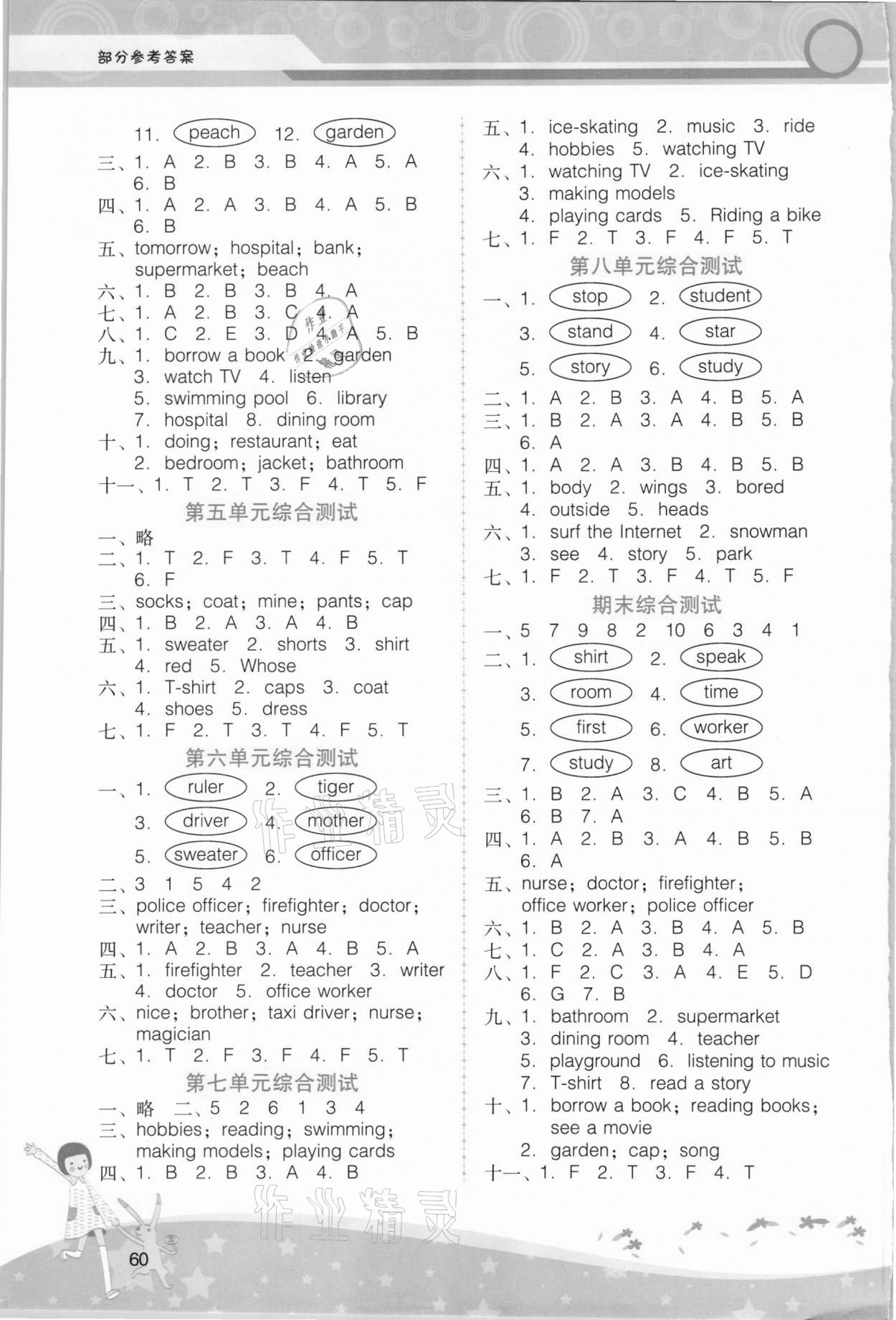 2021年新课程学习辅导四年级英语下册广东人民版 参考答案第3页