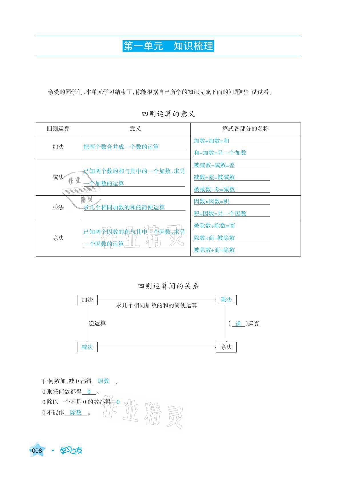 2021年學習之友四年級數(shù)學下冊人教版 參考答案第8頁