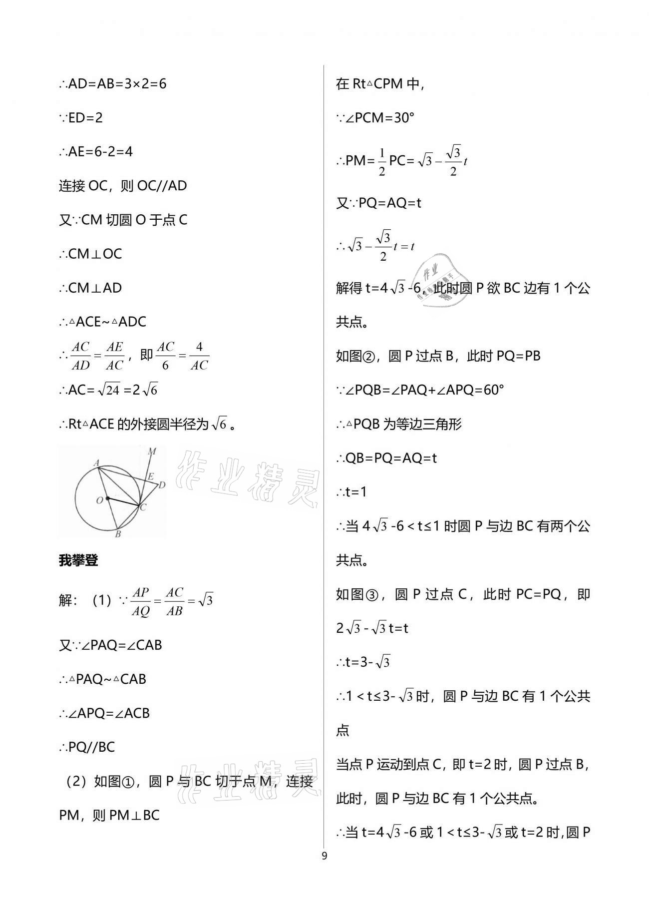 2021年导学新作业九年级数学下册浙教版 参考答案第9页