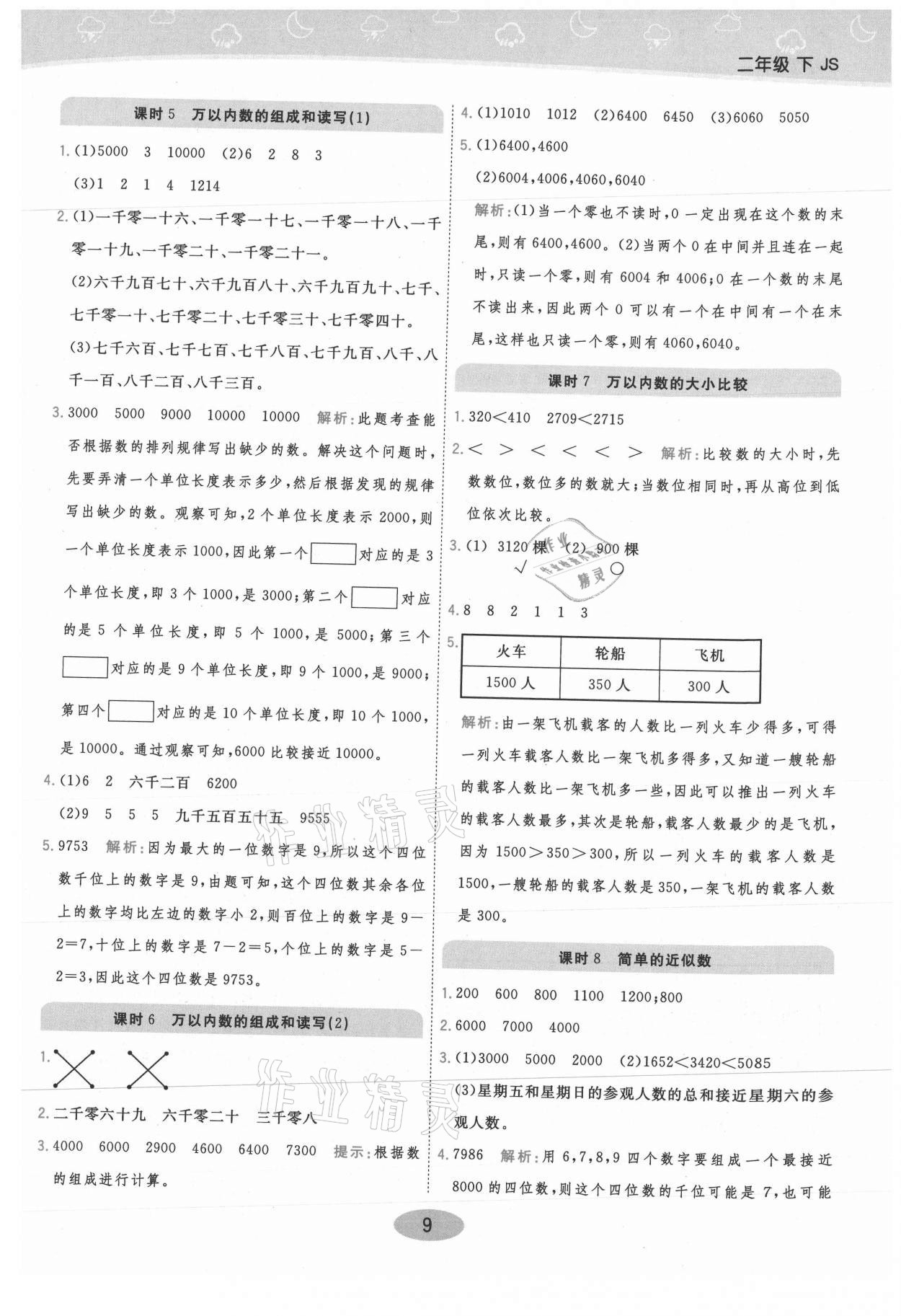 2021年黃岡同步練一日一練二年級數學下冊江蘇版 參考答案第9頁