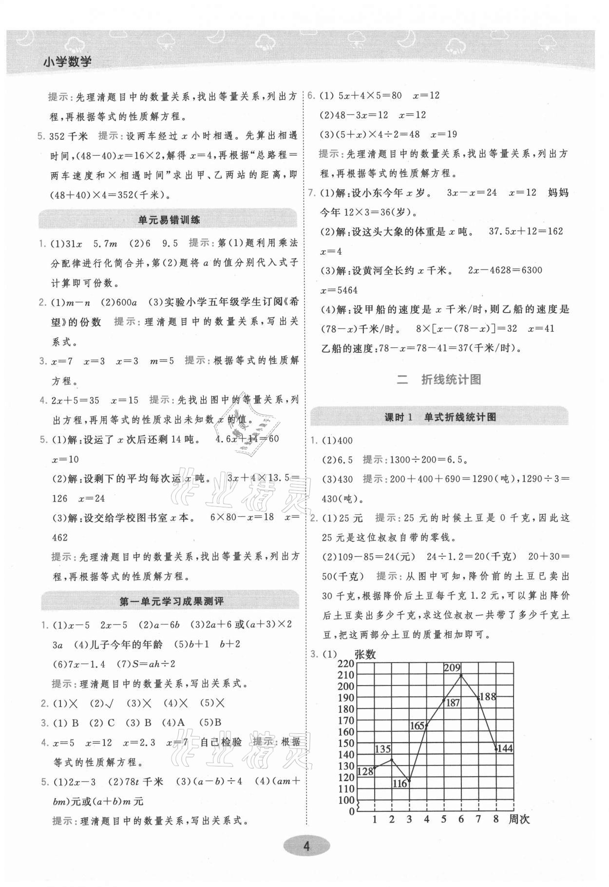 2021年黃岡同步練一日一練五年級數(shù)學下冊江蘇版 參考答案第4頁