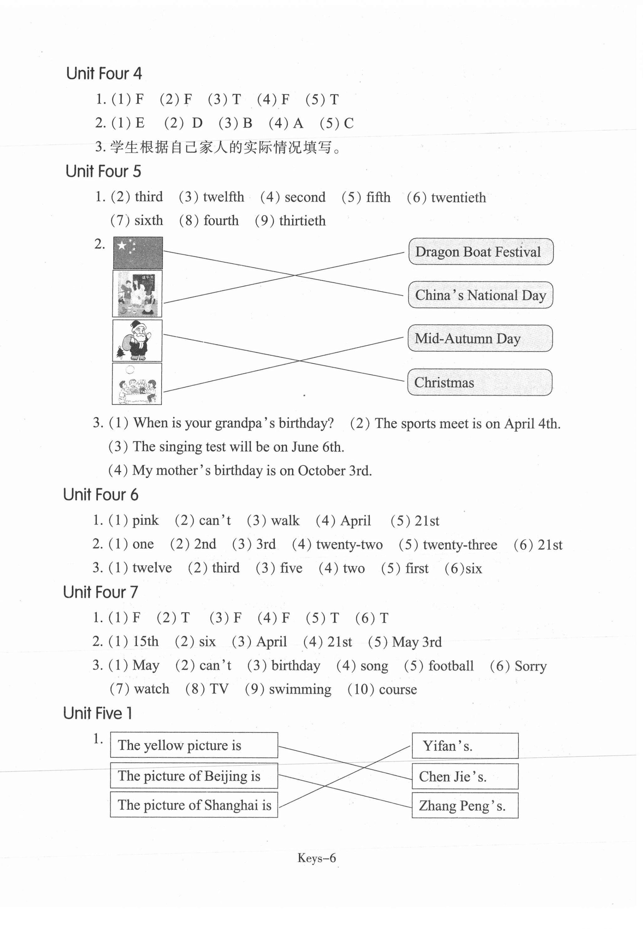 2021年每課一練五年級英語下冊人教版浙江少年兒童出版社 第6頁