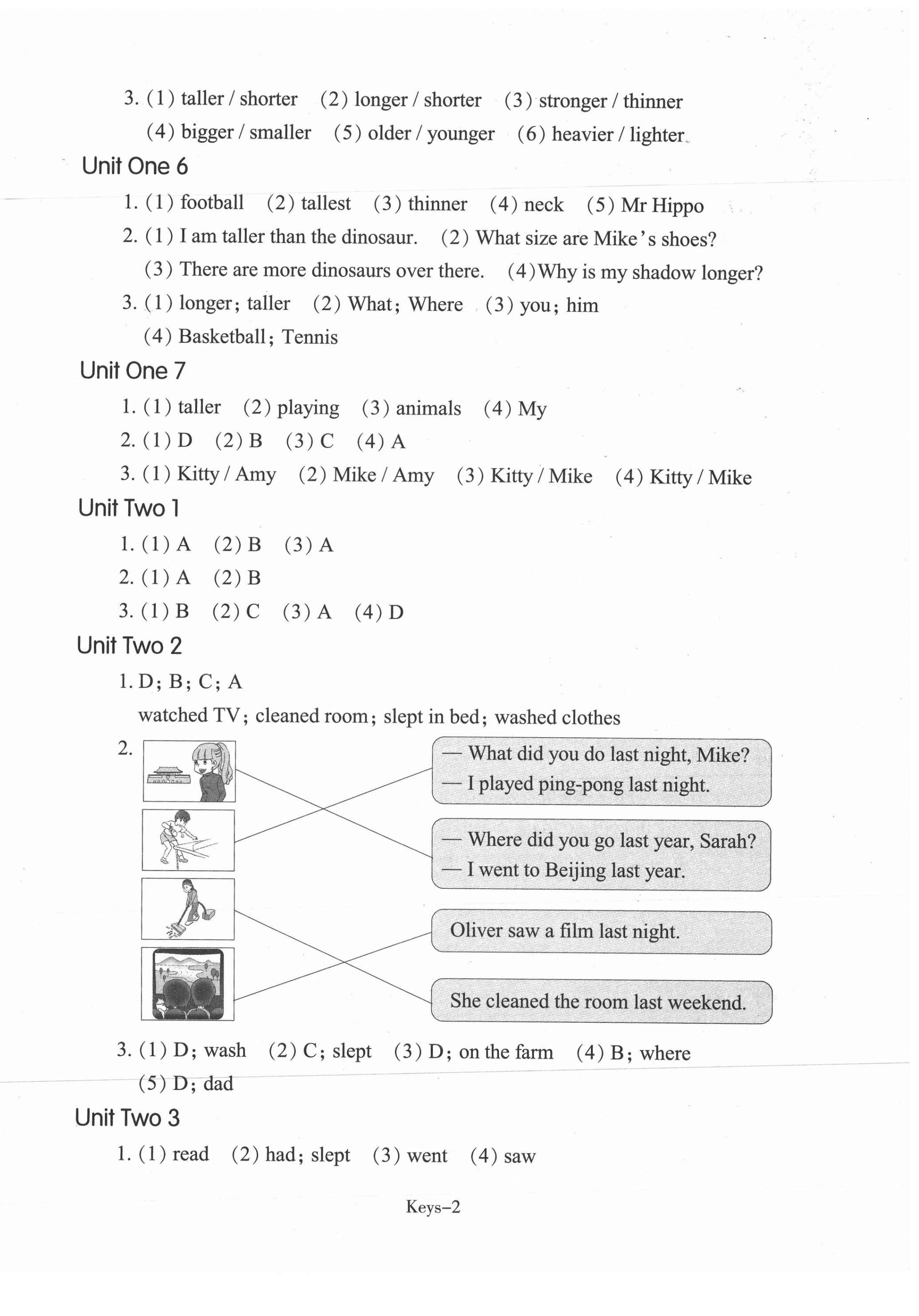 2021年每課一練六年級英語下冊人教版浙江少年兒童出版社 參考答案第2頁