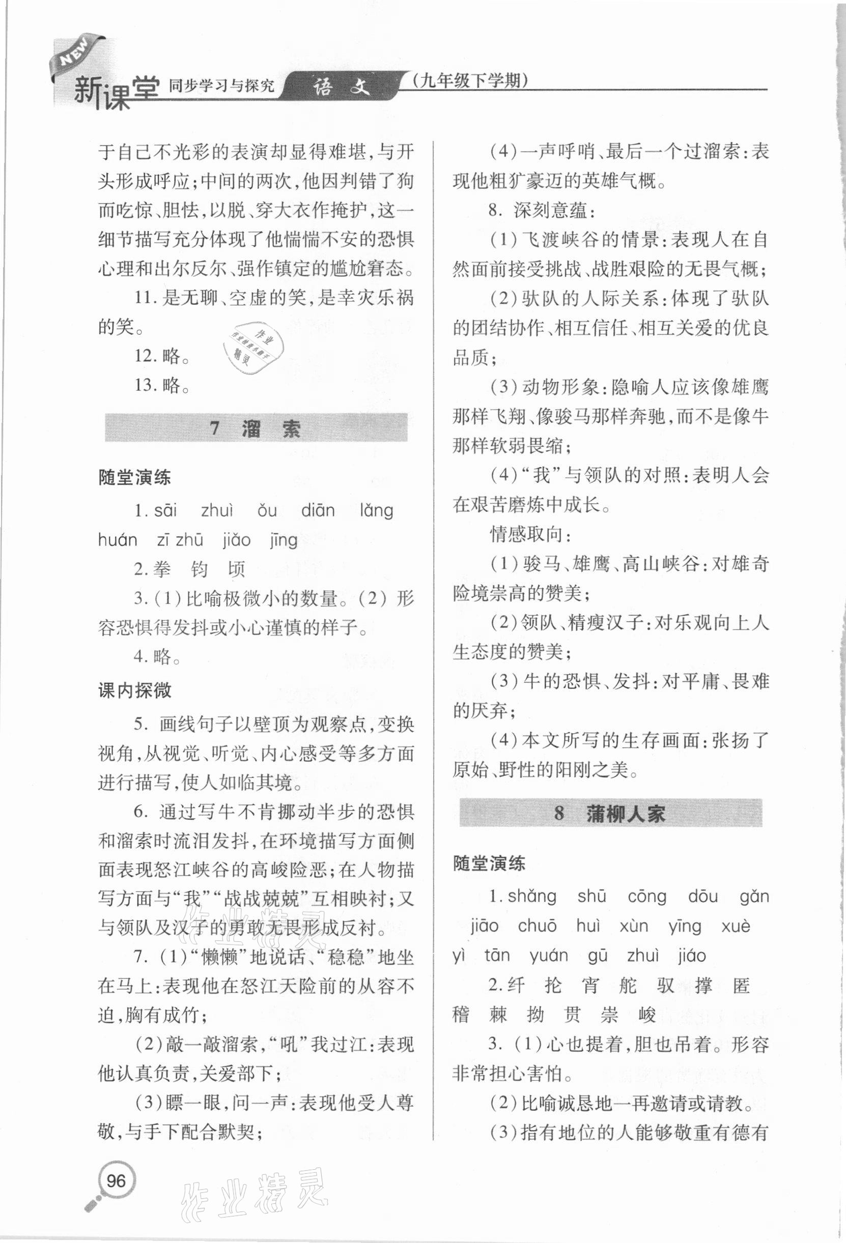 2021年新课堂同步学习与探究九年级语文下册人教版金乡专版 第5页