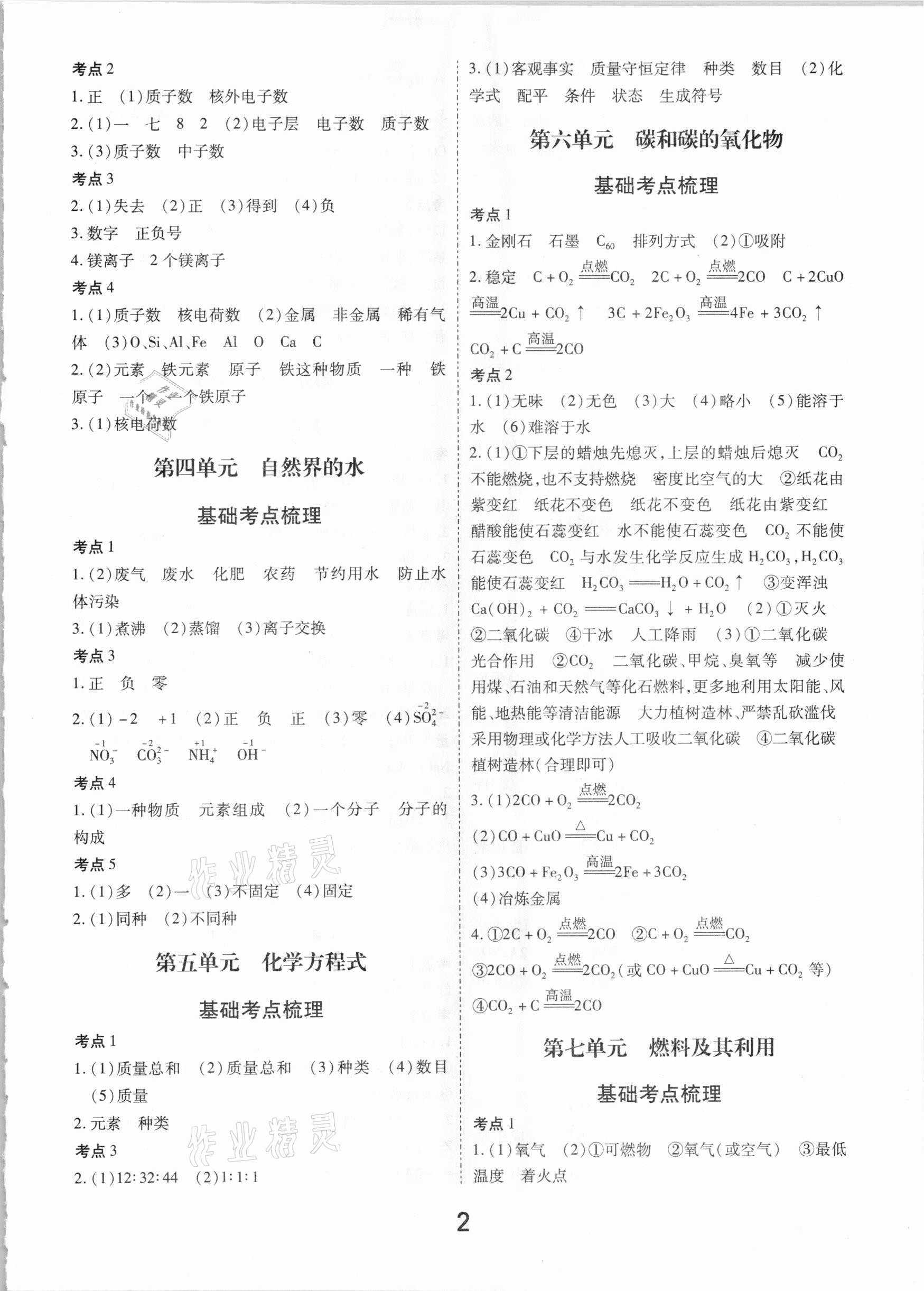 2021年領揚文化中考研究化學江西專版 參考答案第2頁