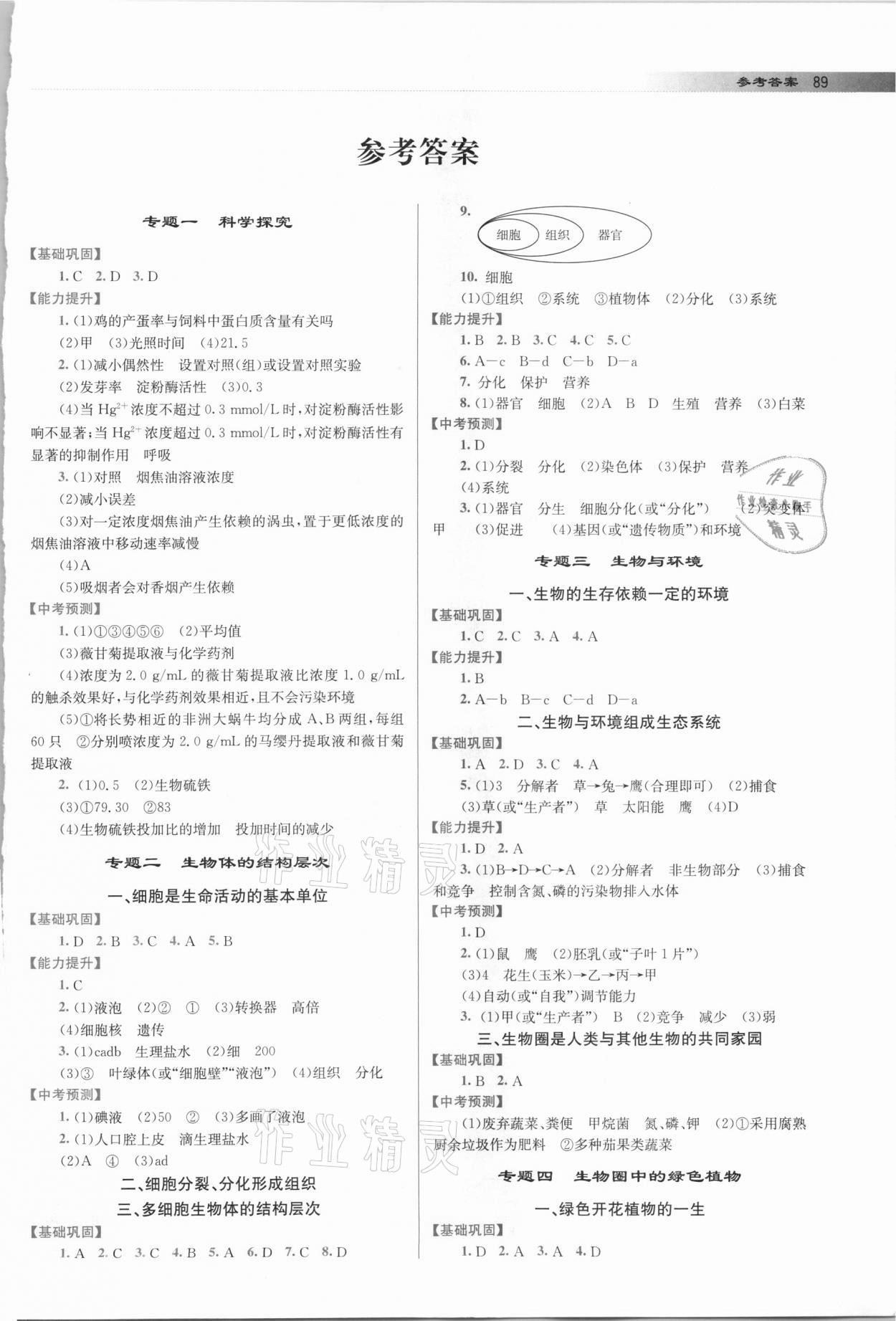2021年中考總復(fù)習(xí)指導(dǎo)生物龍門書局 第1頁(yè)