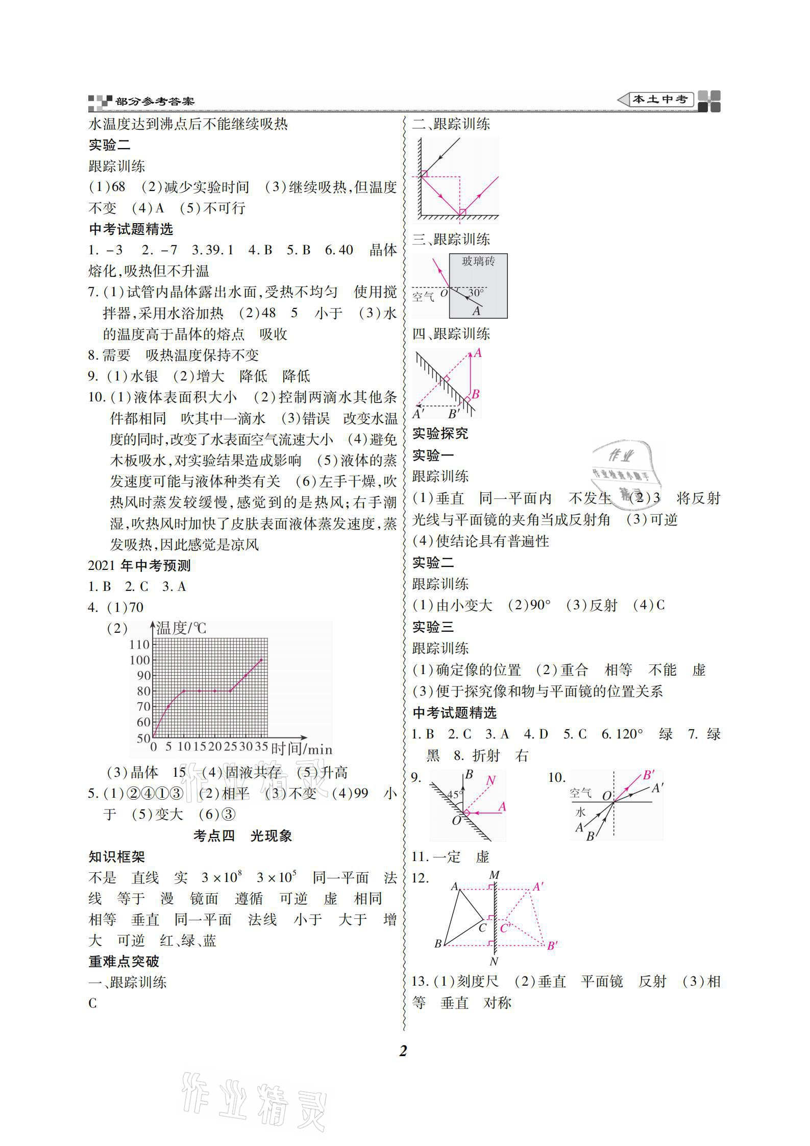 2021年云南本土好學生本土中考物理 參考答案第2頁