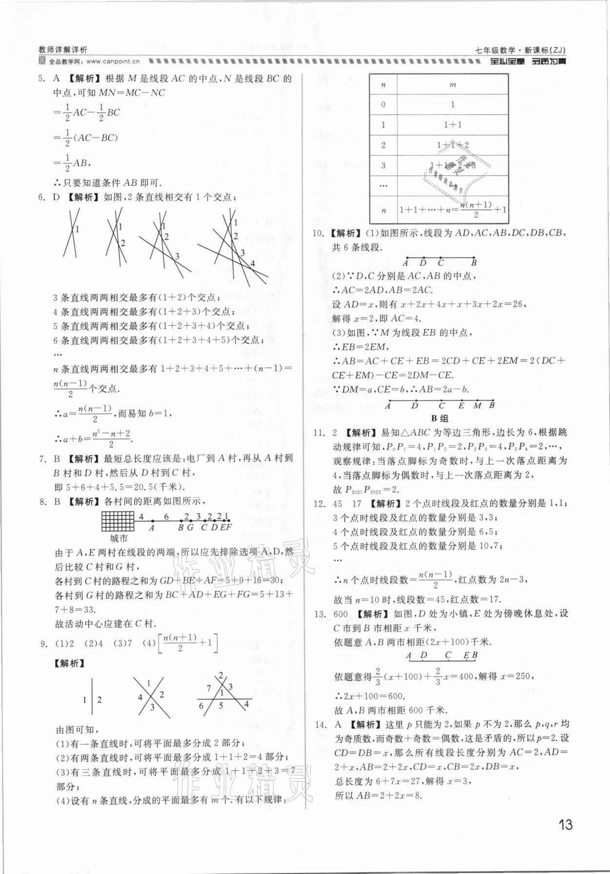 2021年錢塘甬真重高七年級數(shù)學(xué)全一冊浙教版 參考答案第13頁