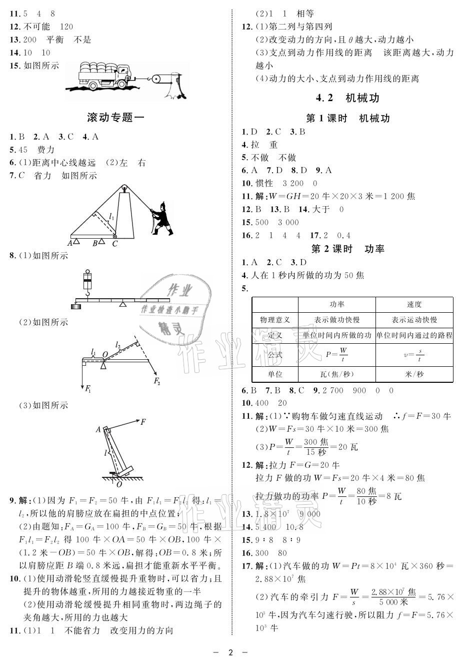 2021年鐘書金牌金典導(dǎo)學(xué)案八年級物理第二學(xué)期滬教版 參考答案第2頁