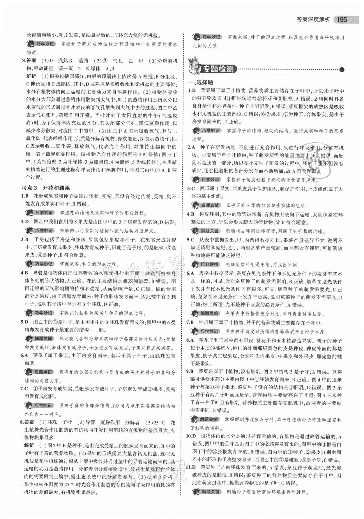 2021年5年中考3年模擬生物 參考答案第11頁