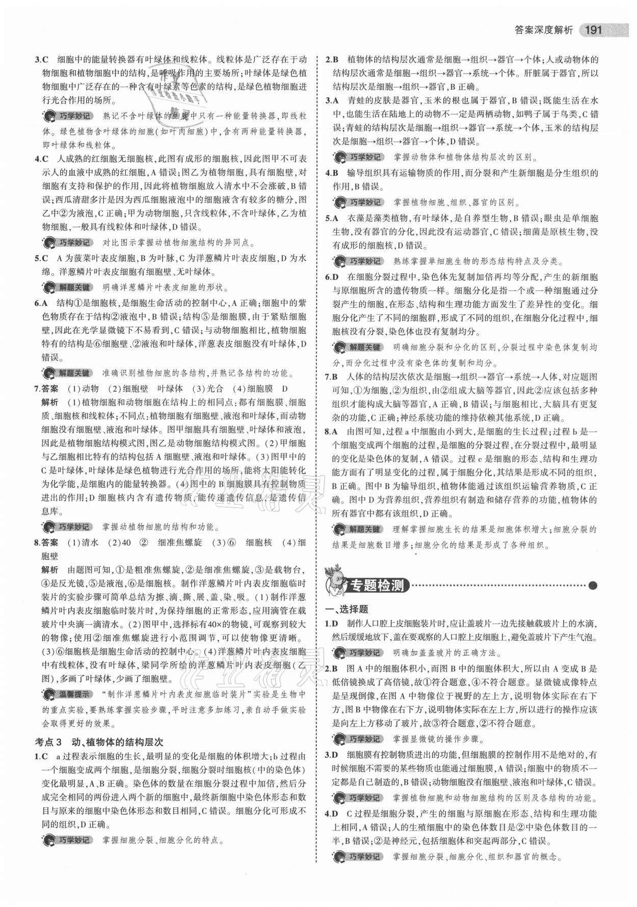 2021年5年中考3年模擬生物 參考答案第7頁(yè)