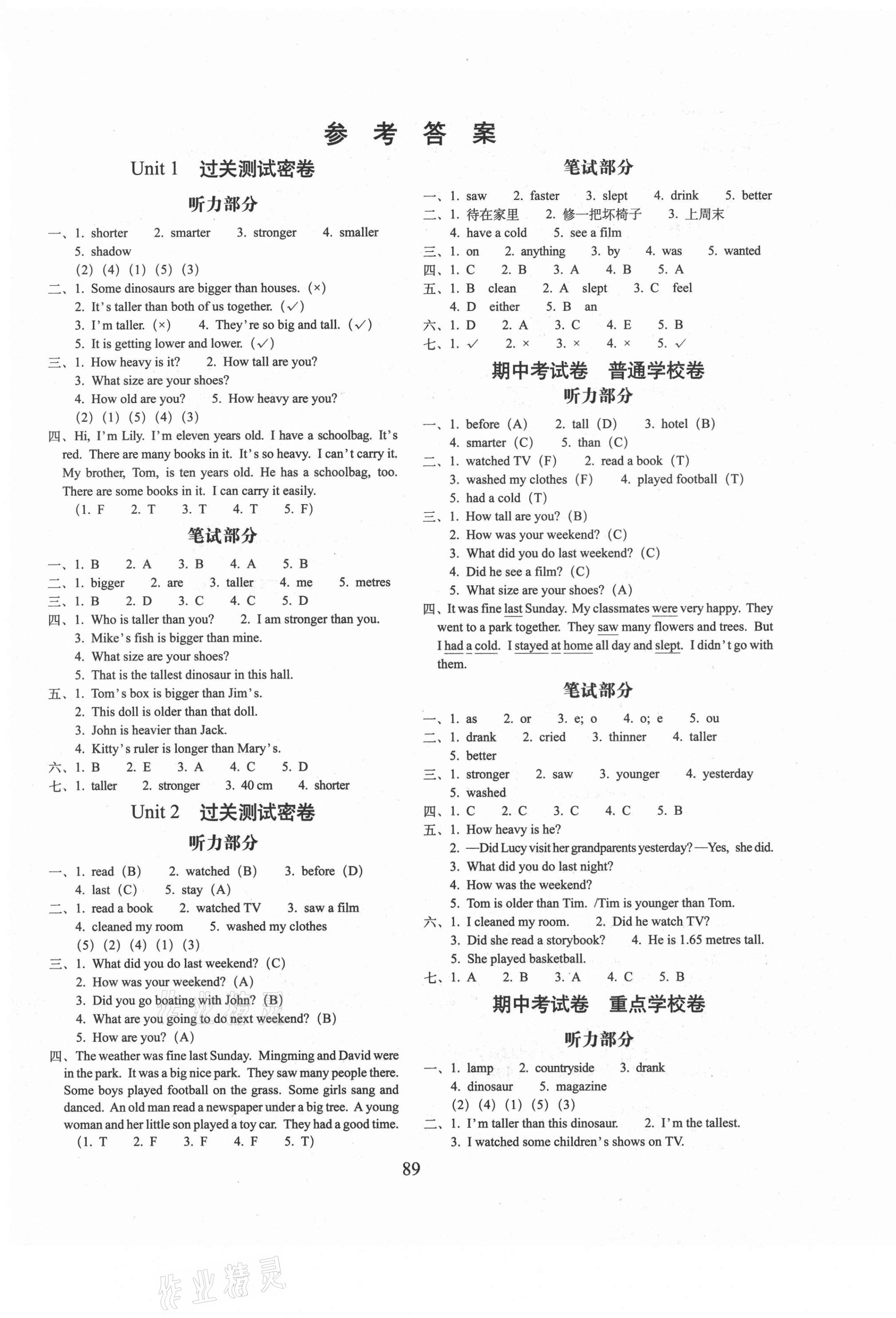 2021年期末沖刺100分完全試卷六年級英語下冊人教版 第1頁