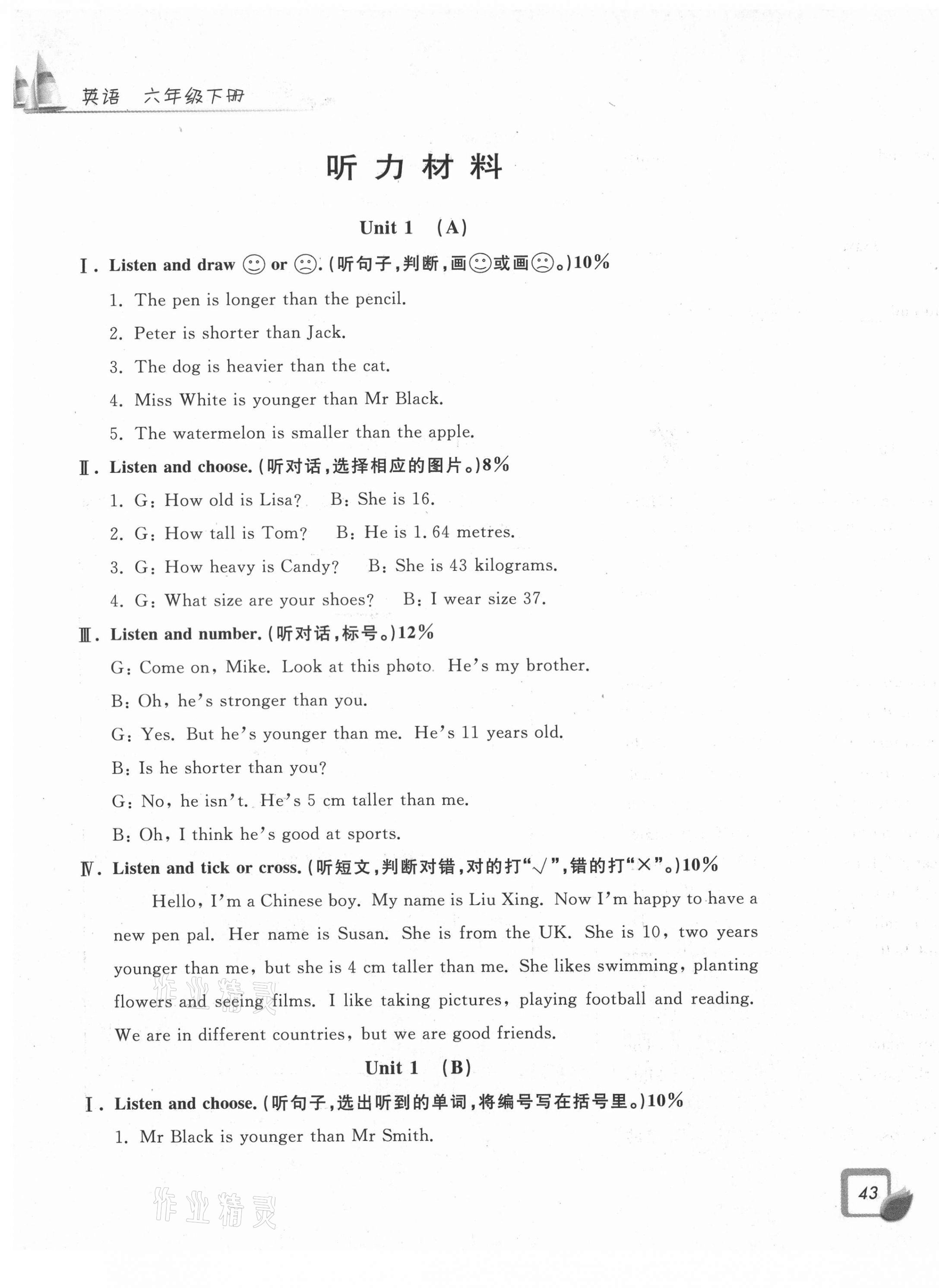 2021年學(xué)力測(cè)評(píng)小學(xué)生單元測(cè)試卷六年級(jí)英語(yǔ)下冊(cè)人教版 第1頁(yè)