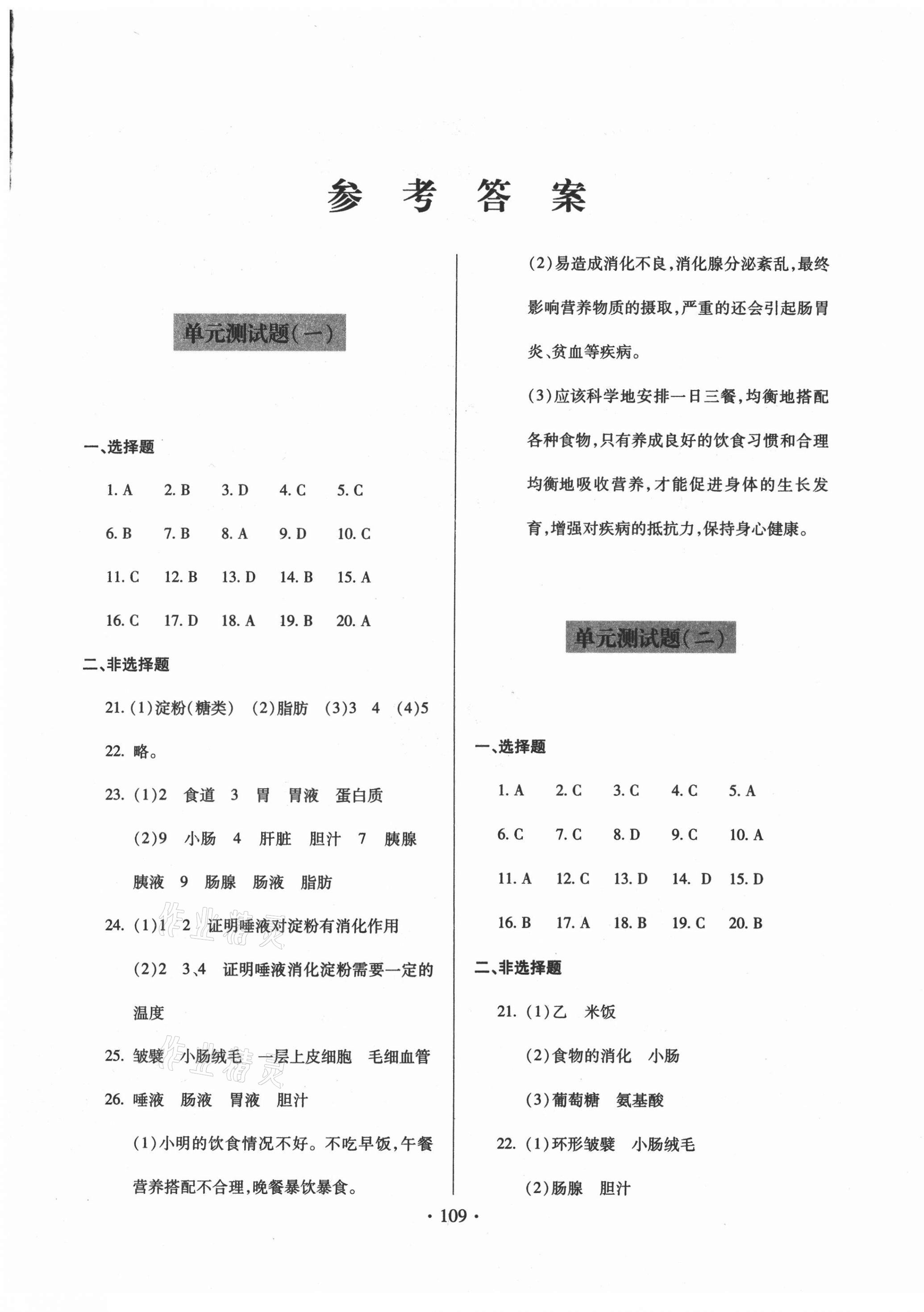 2021年單元自測(cè)試卷七年級(jí)生物下冊(cè)人教版 第1頁