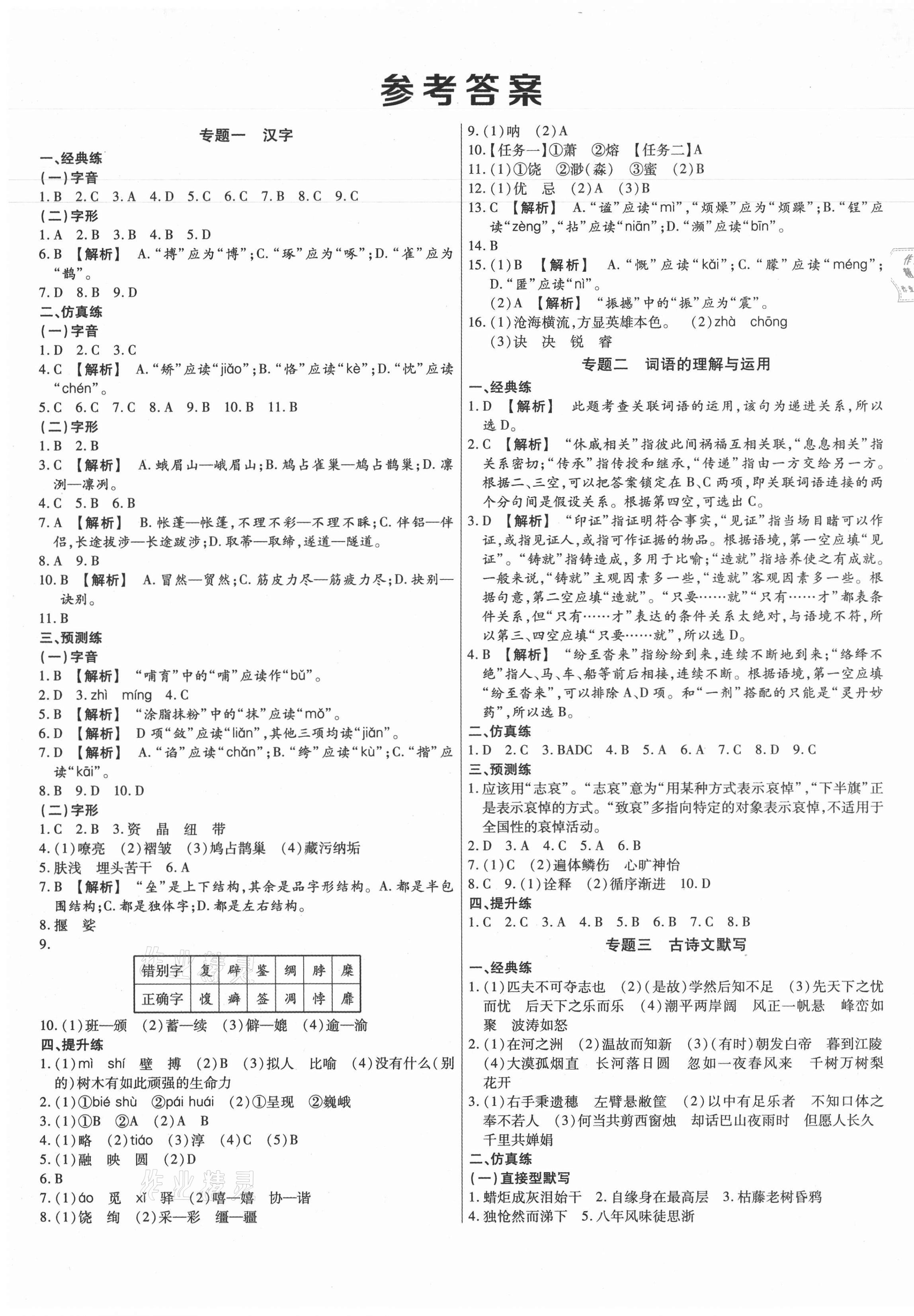 2021年中考提分特訓(xùn)語文河南專版 第1頁