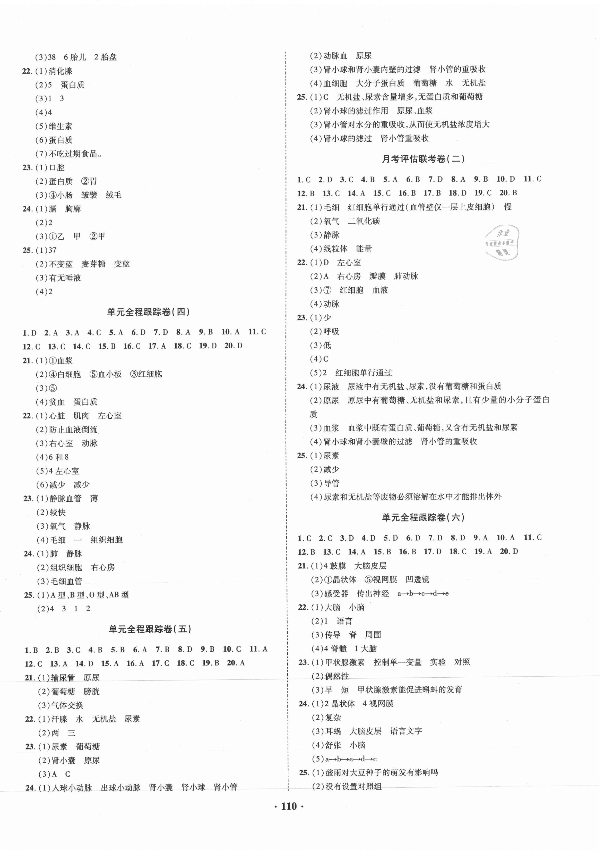2021年金榜名题单元加期末卷七年级生物下册人教版 第2页
