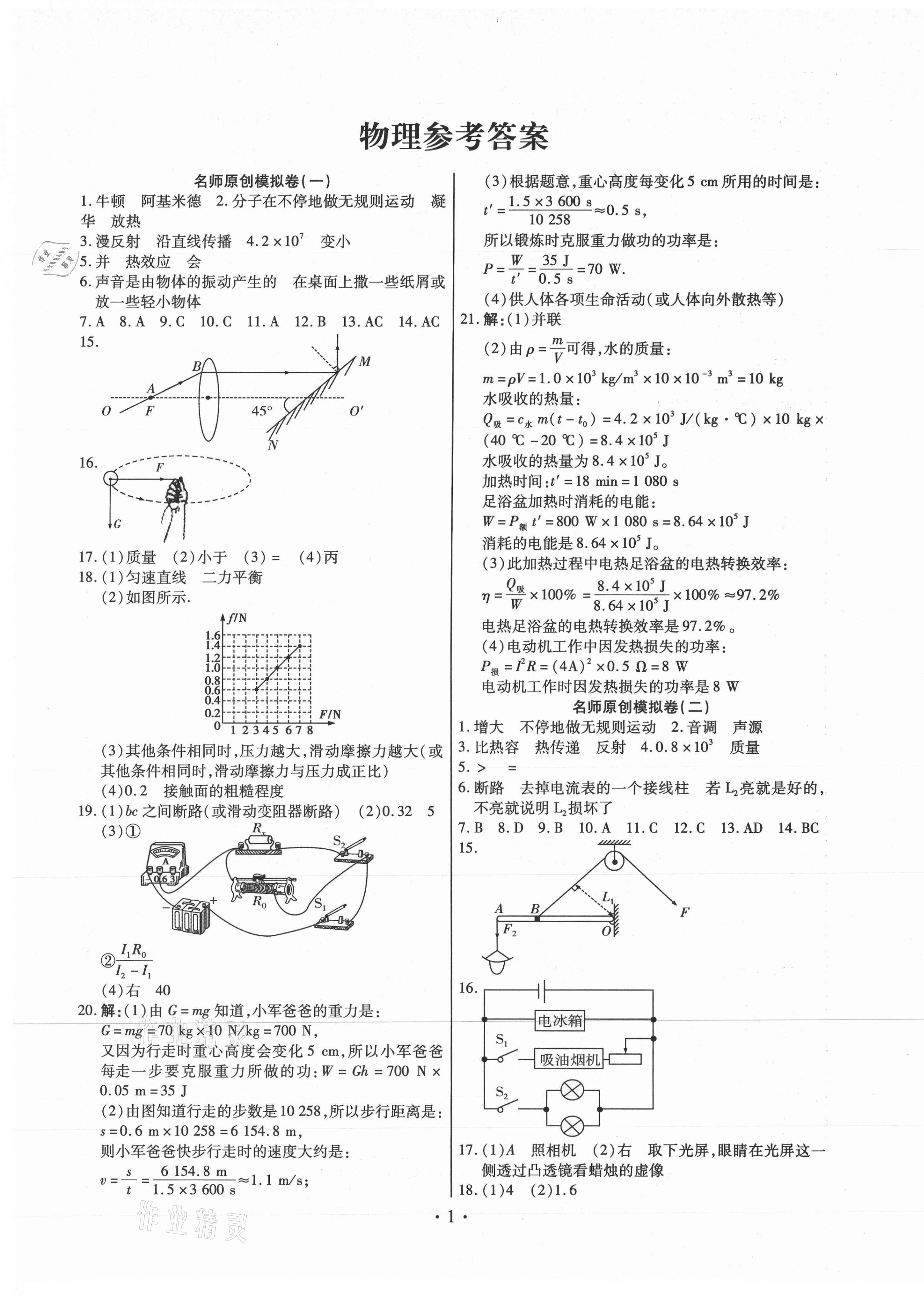 2021年藍卡考霸名師原創模擬試卷物理 第1頁