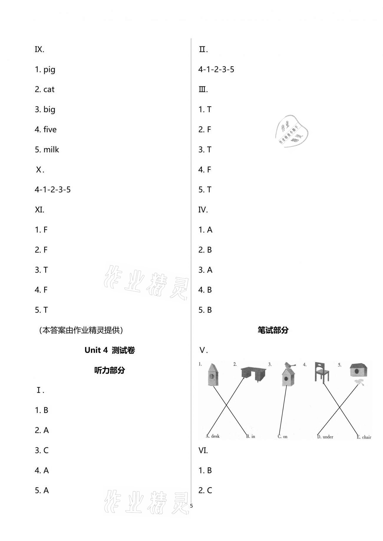 2021年学习之友三年级英语下册人教版 参考答案第5页