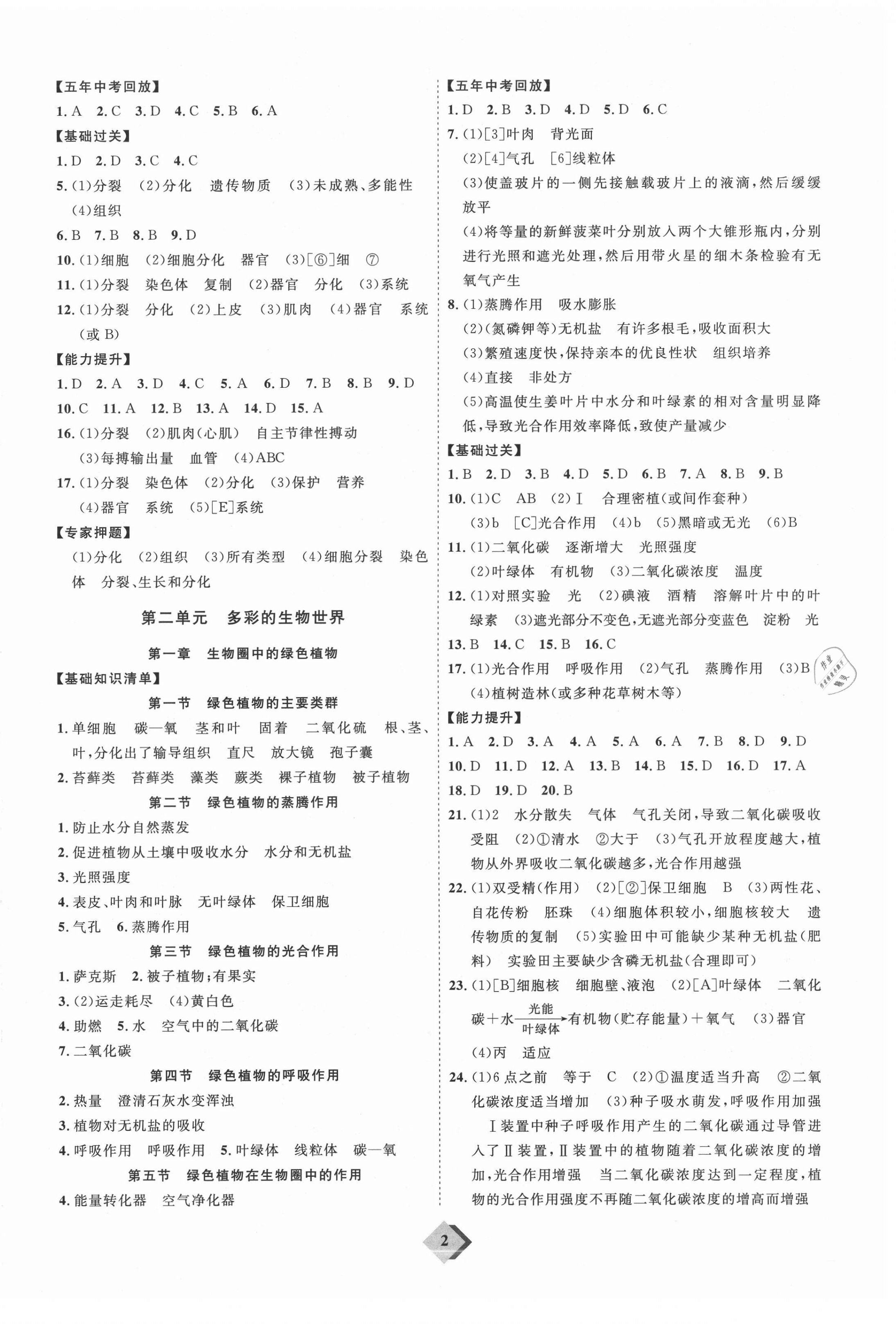 2021年优加学案赢在中考生物潍坊专版 第2页