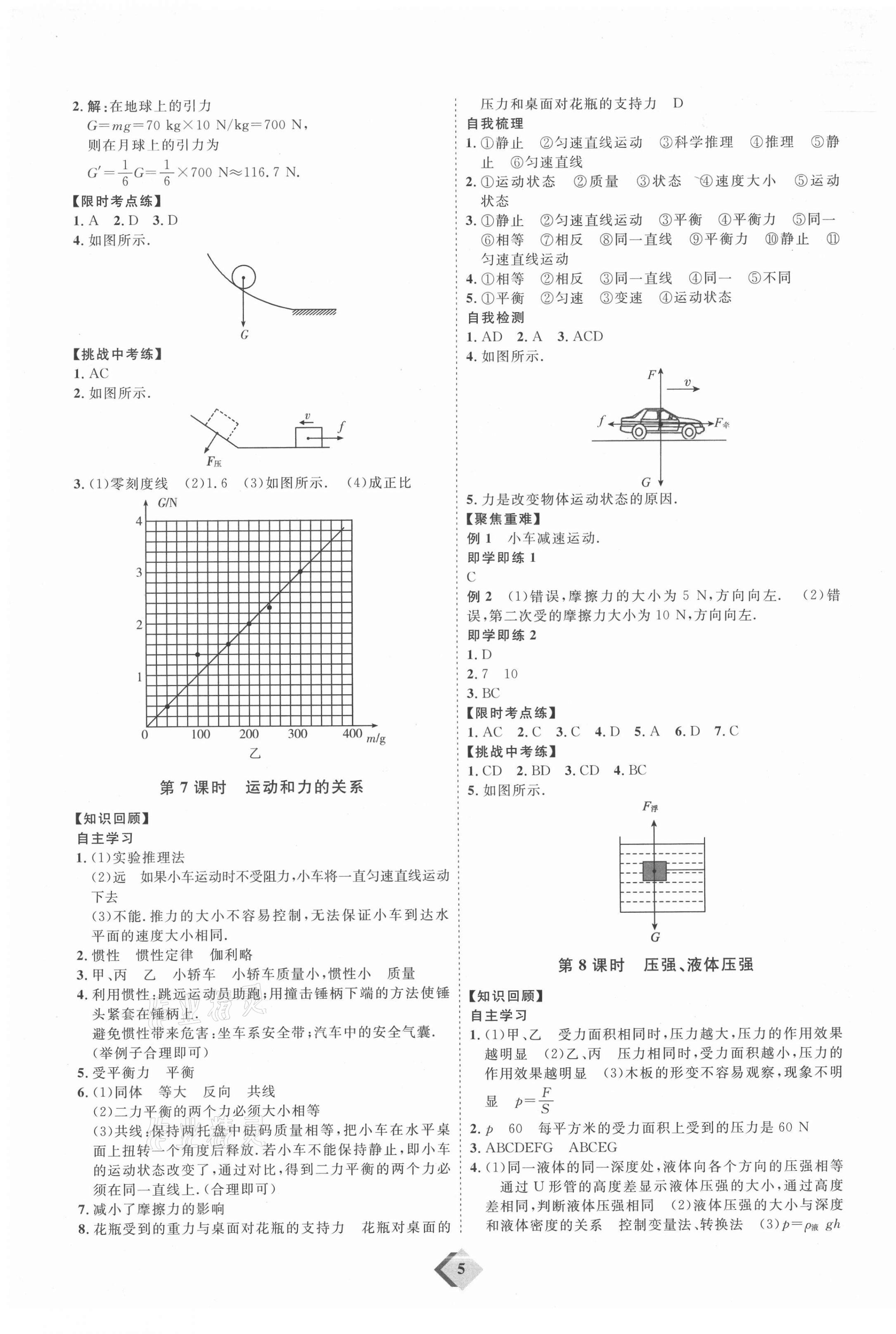 2021年優(yōu)加學案贏在中考物理濰坊專版 參考答案第5頁