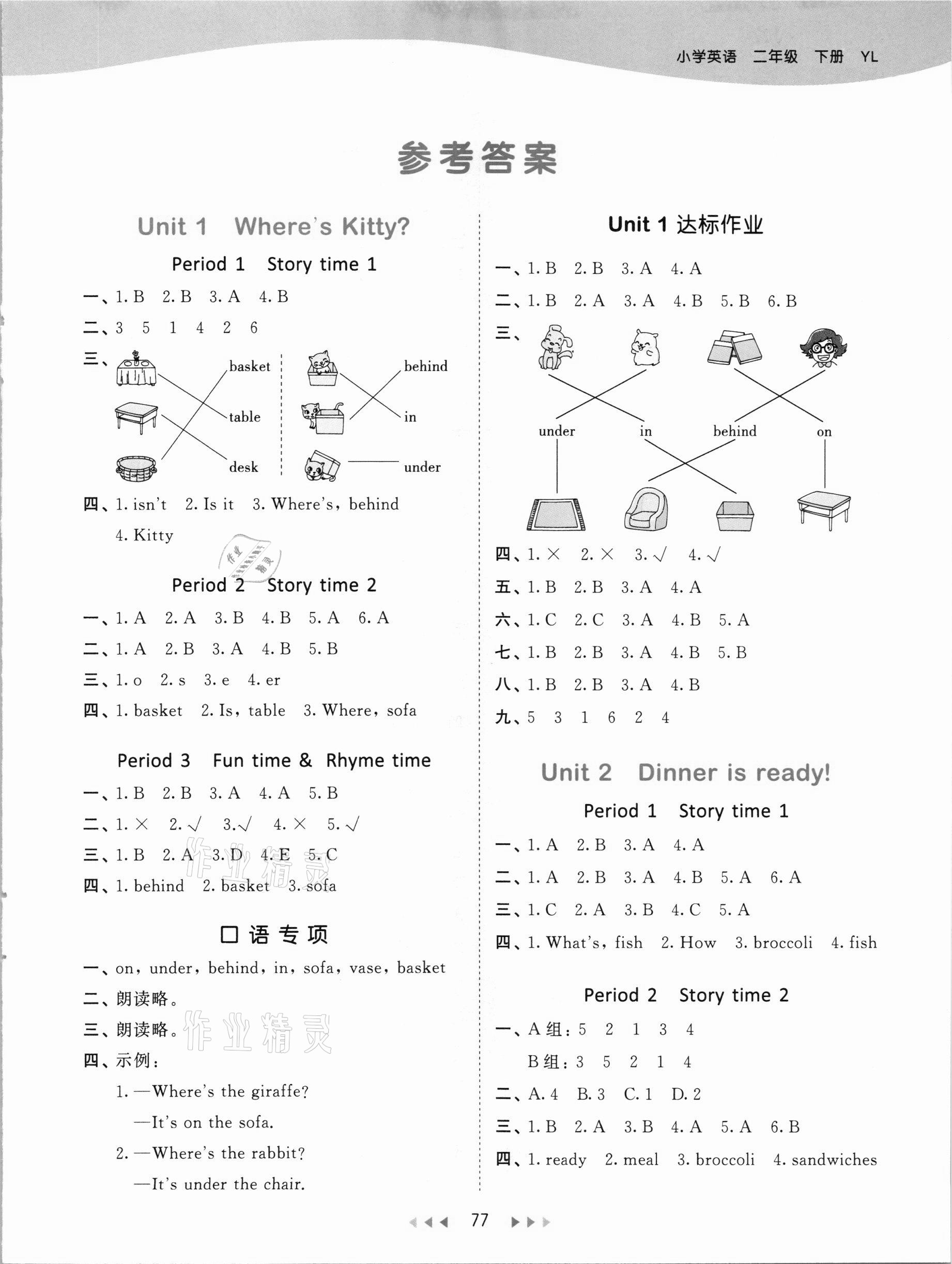 2021年53天天練二年級英語下冊譯林版 參考答案第1頁