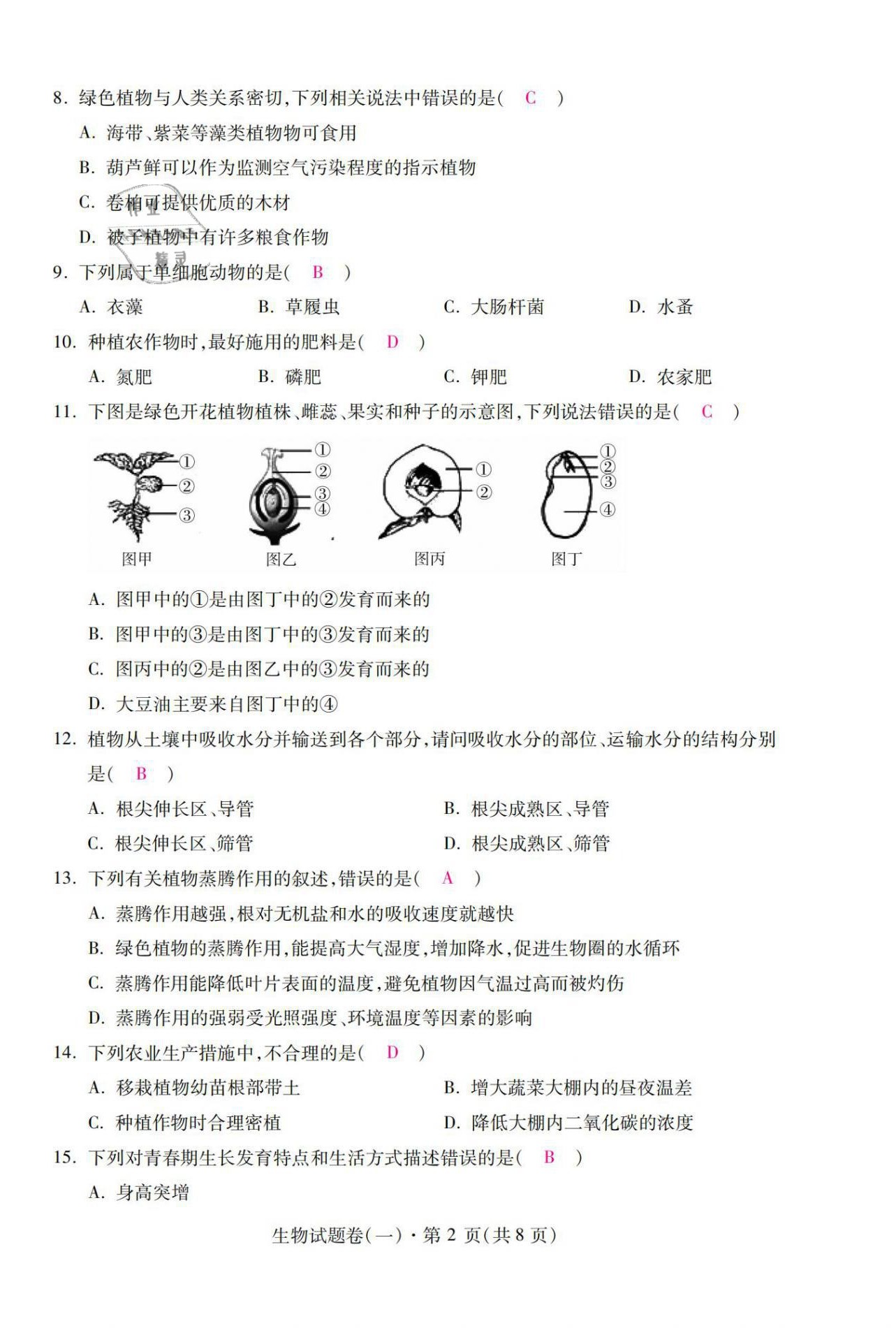 2021年本土卷生物云南專版 第2頁(yè)