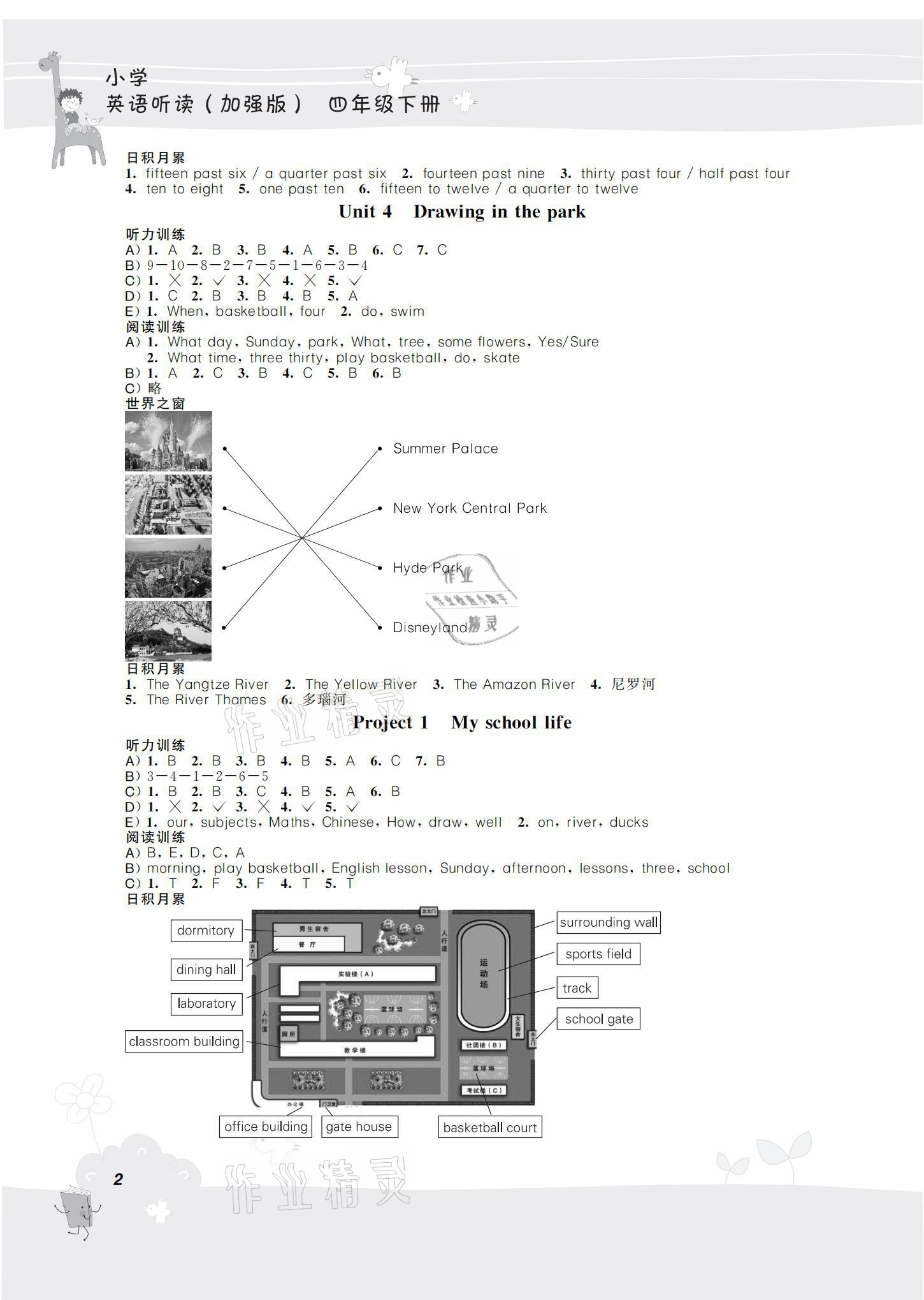 2021年聽讀教室小學(xué)英語聽讀四年級下冊譯林版加強(qiáng)版 參考答案第2頁