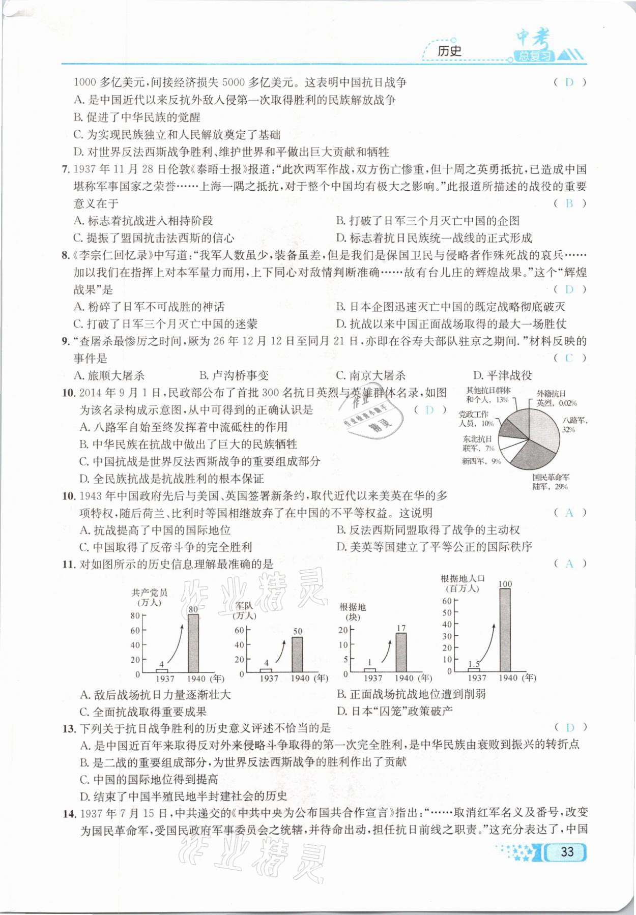 2021年中考命題調(diào)研歷史 參考答案第33頁