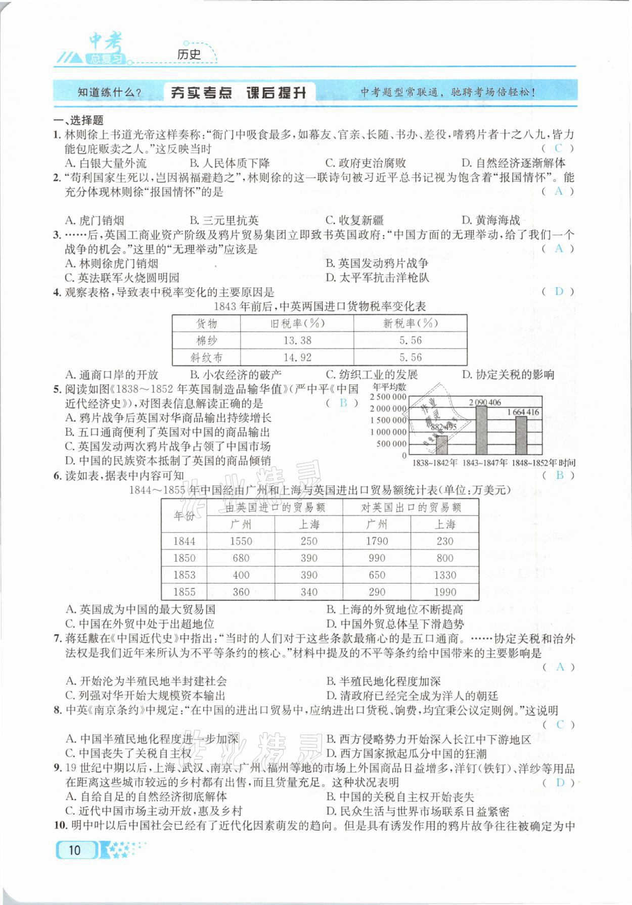 2021年中考命題調(diào)研歷史 參考答案第10頁