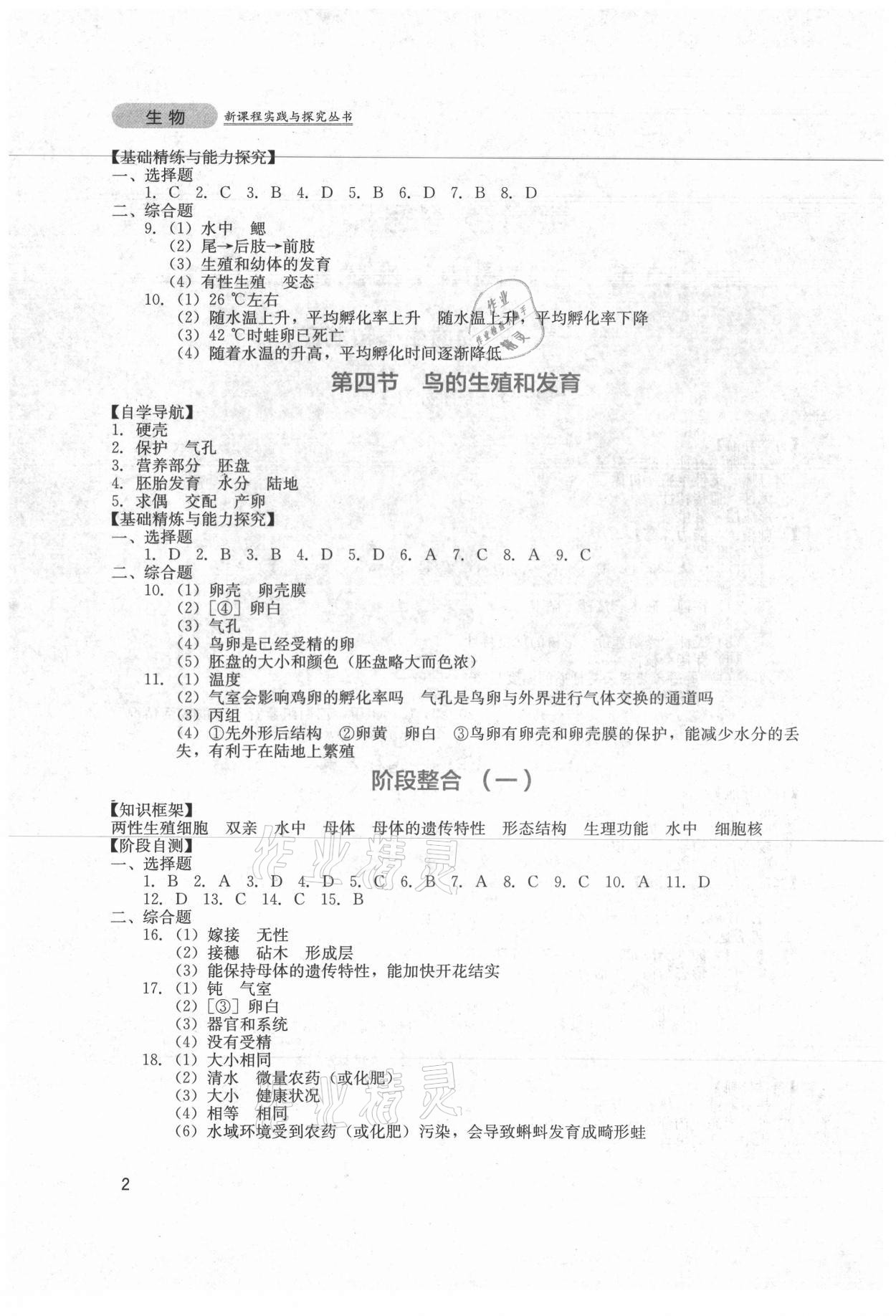 2021年新课程实践与探究丛书八年级生物下册人教版 第2页