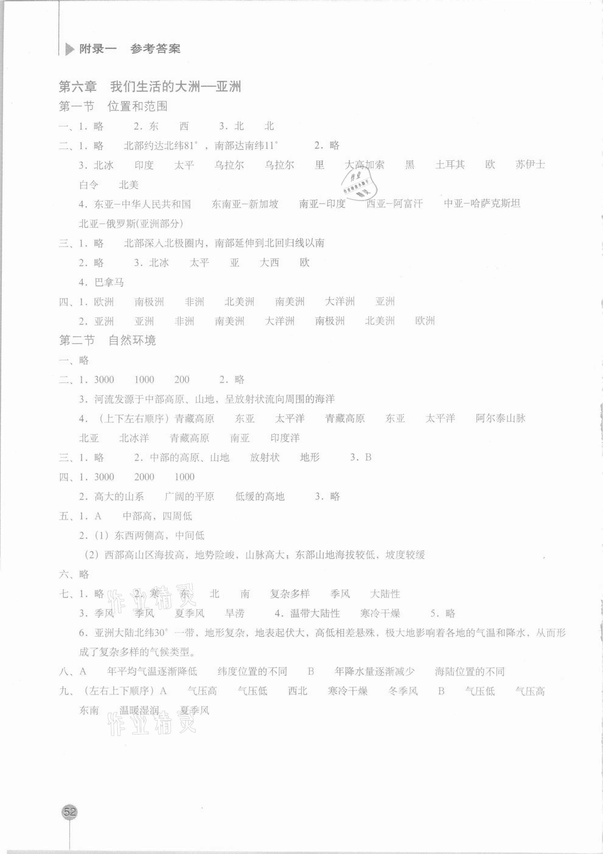 2021年填充圖冊(cè)七年級(jí)地理下冊(cè)人教版星球地圖出版社 參考答案第1頁(yè)