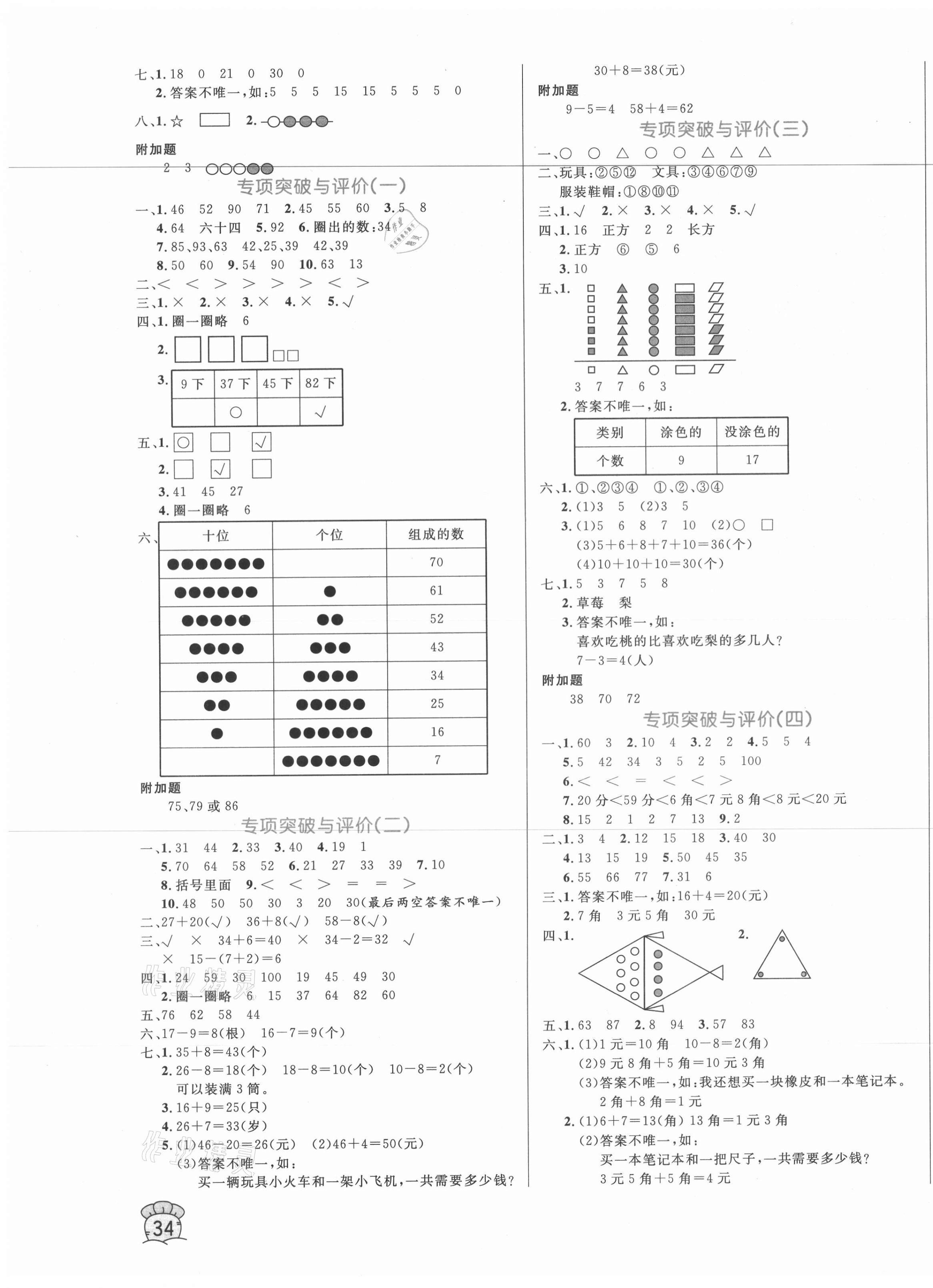 2021年黄冈名卷一年级数学下册人教版 第3页