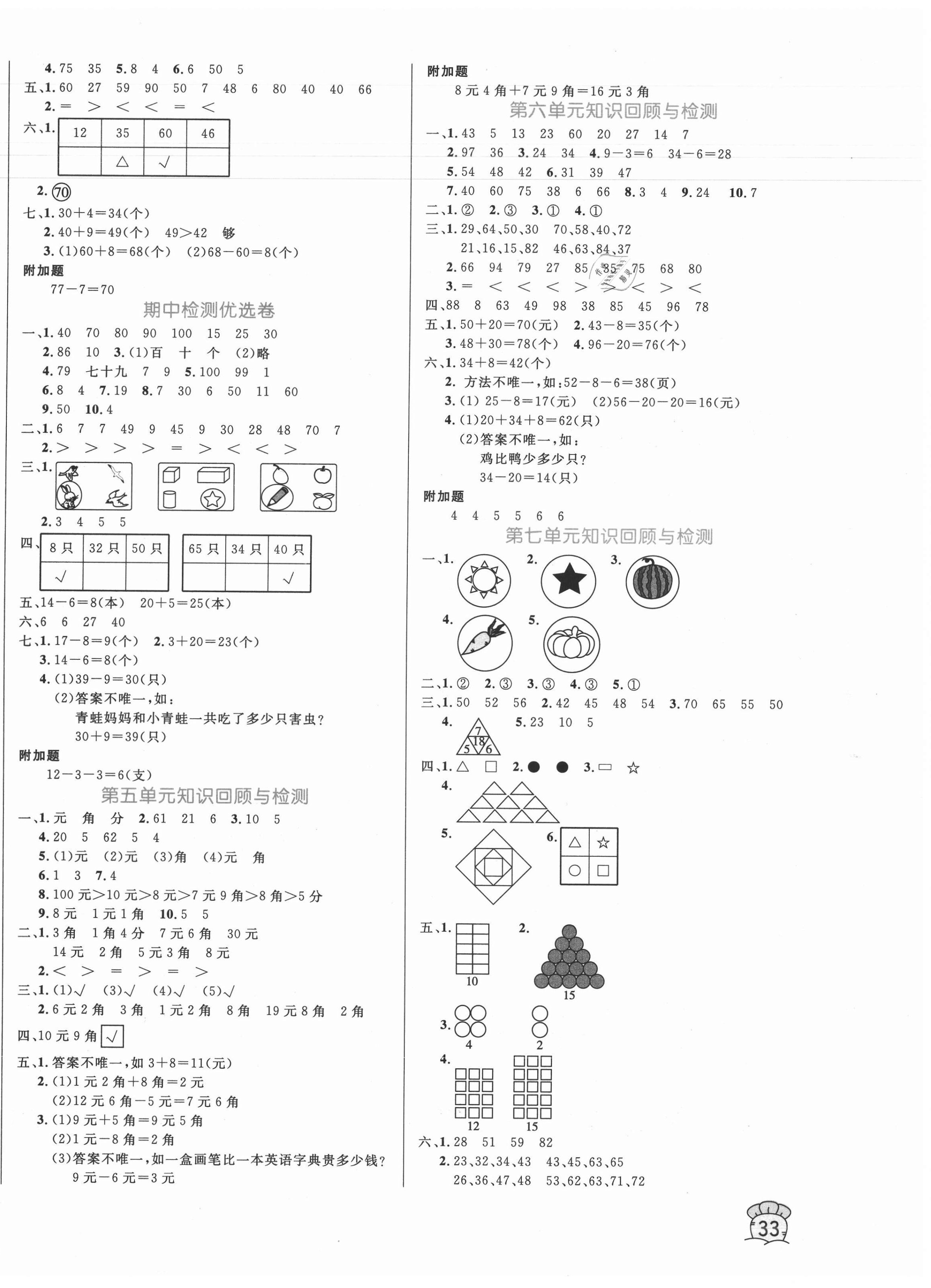 2021年黄冈名卷一年级数学下册人教版 第2页