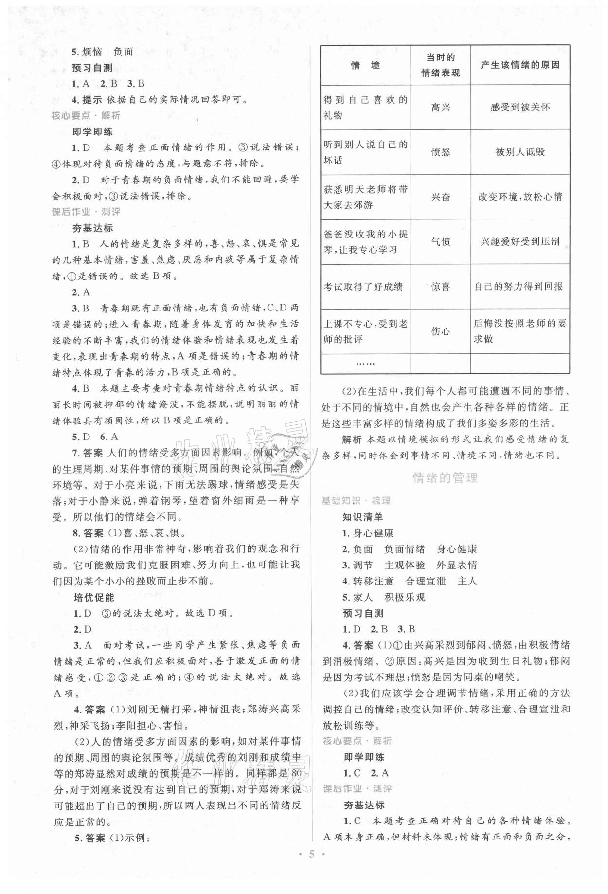 2021年人教金學(xué)典同步解析與測(cè)評(píng)學(xué)考練七年級(jí)道德與法治下冊(cè)人教版 參考答案第5頁(yè)