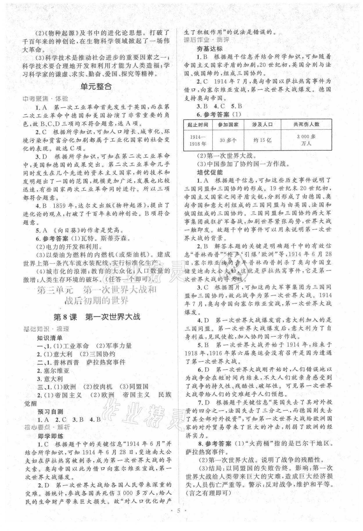 2021年人教金学典同步解析与测评学考练九年级世界历史下册人教版 第5页