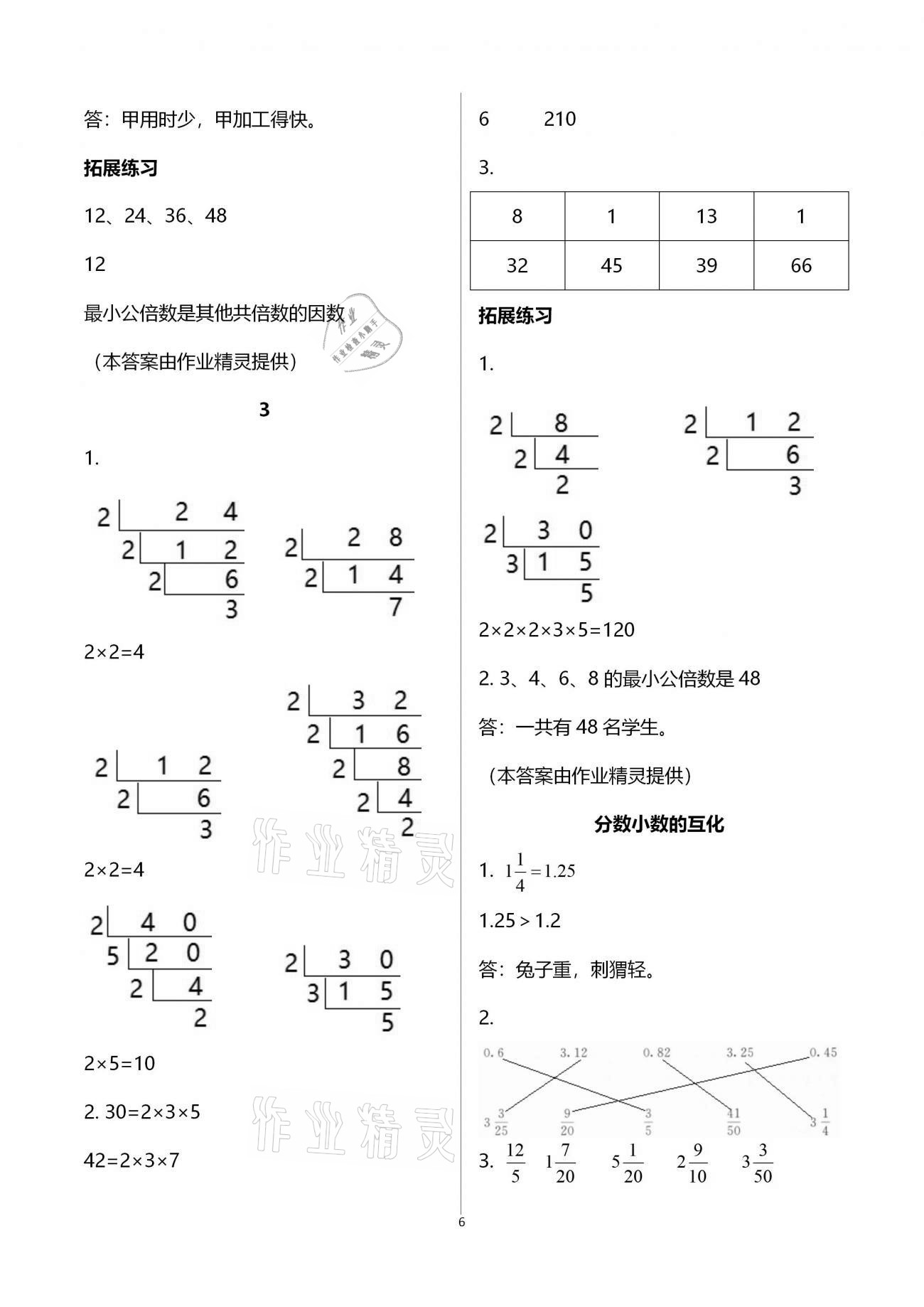 2021年同步練習冊河北教育出版社五年級數(shù)學下冊冀教版 參考答案第6頁