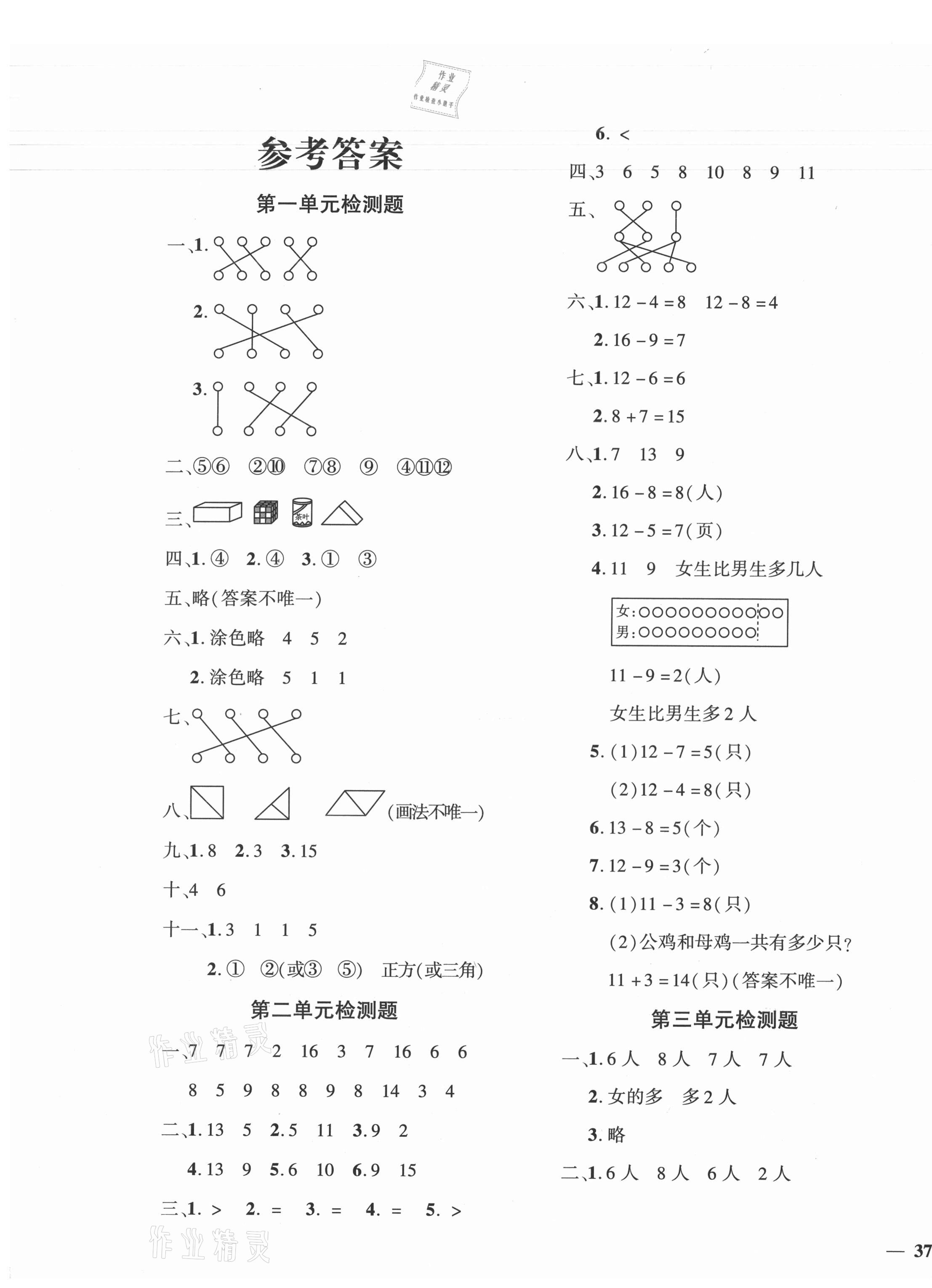 2021年黃岡360度定制密卷一年級數(shù)學(xué)下冊人教版 第1頁