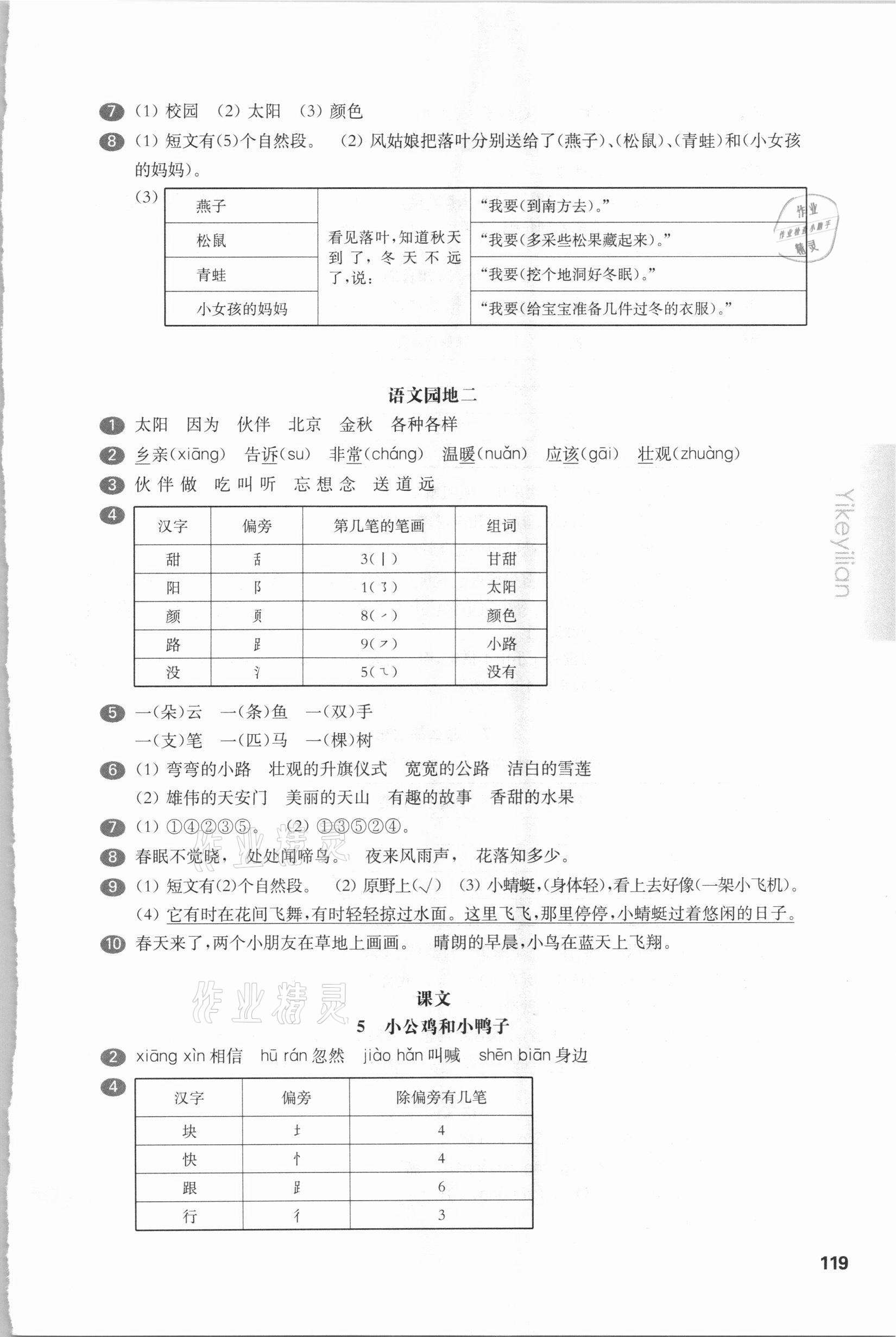 2021年華東師大版一課一練一年級語文第二學(xué)期人教版54制 參考答案第4頁