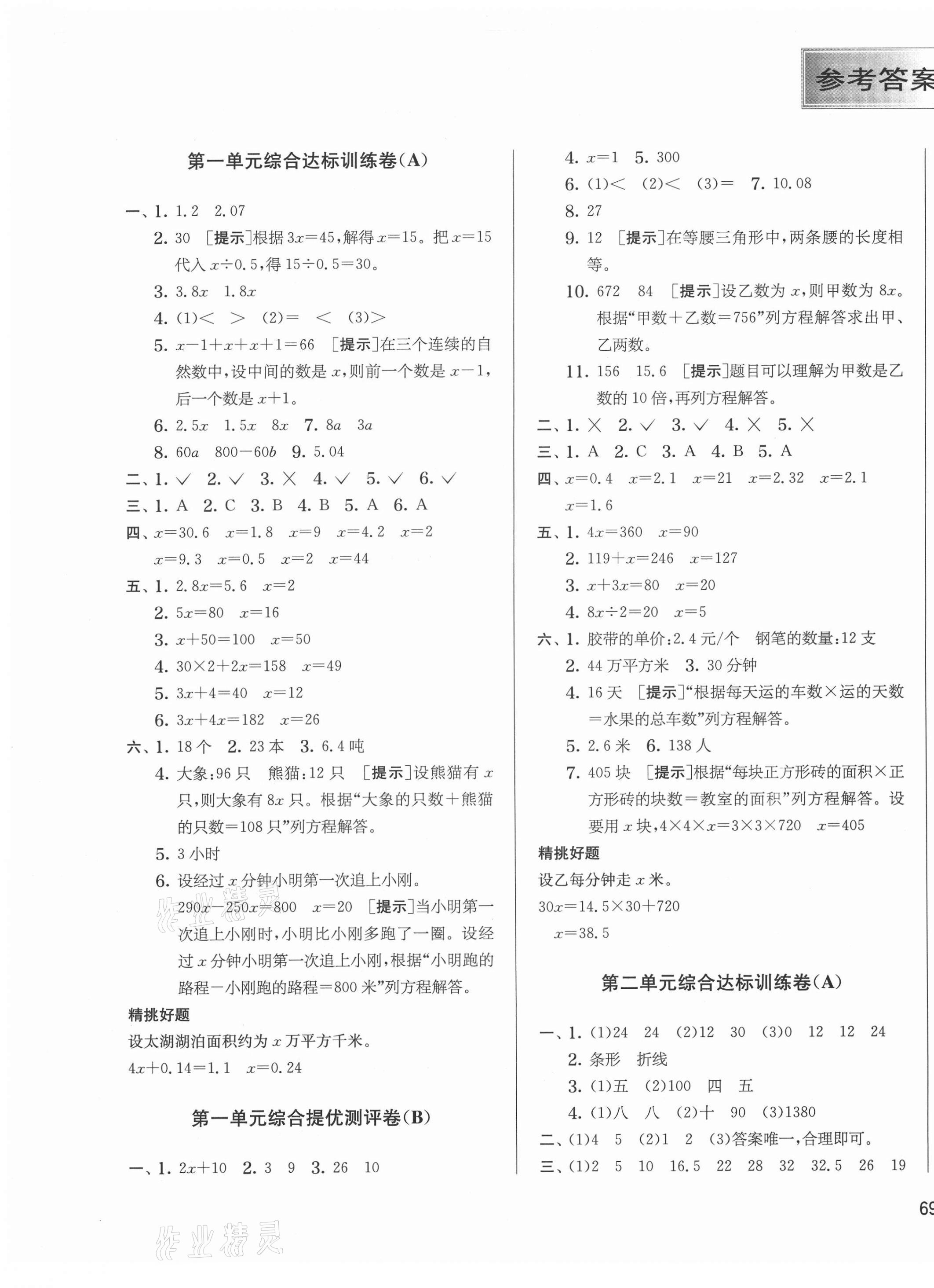 2021年實驗班提優(yōu)大考卷五年級數(shù)學(xué)下冊蘇教版江蘇專版 第1頁