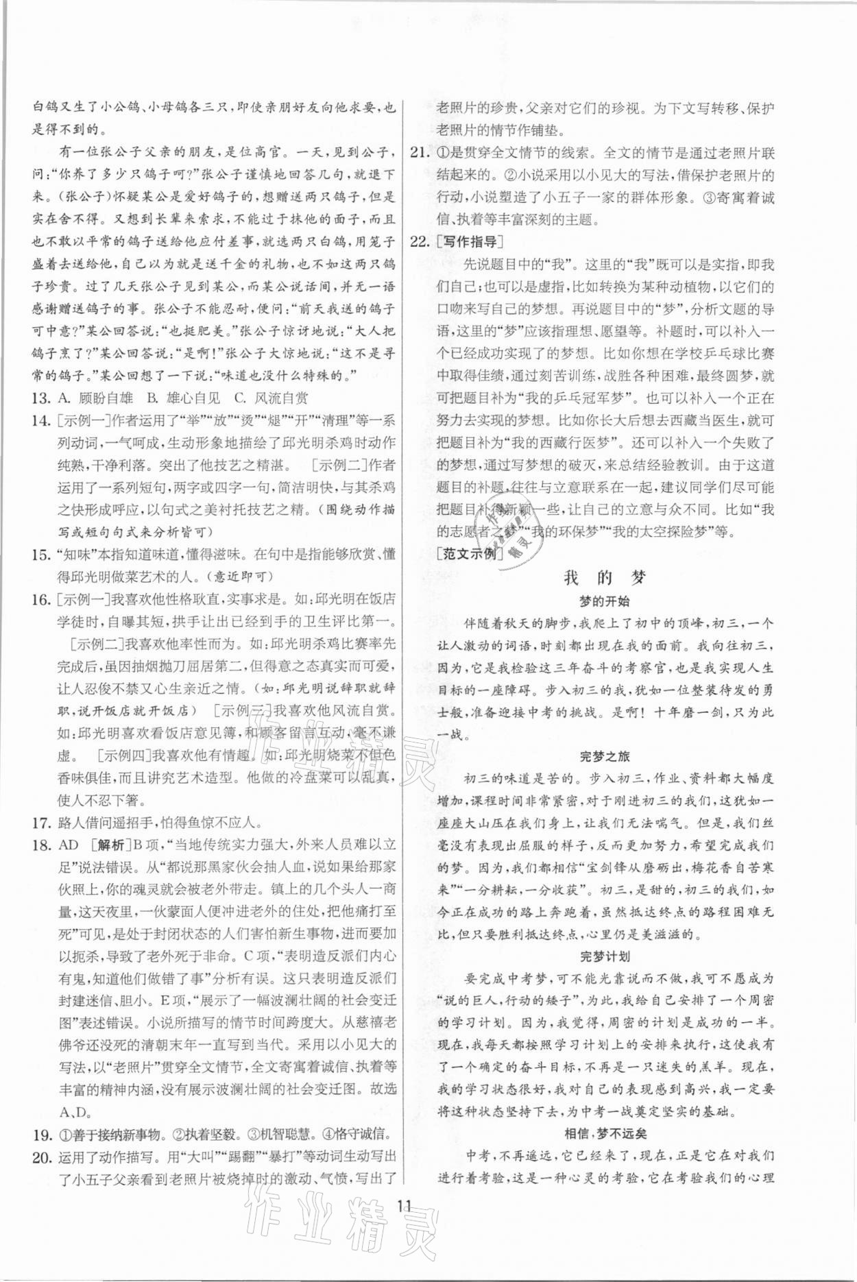 2021年實(shí)驗(yàn)班提優(yōu)大考卷九年級(jí)語(yǔ)文下冊(cè)人教版江蘇專版 參考答案第11頁(yè)