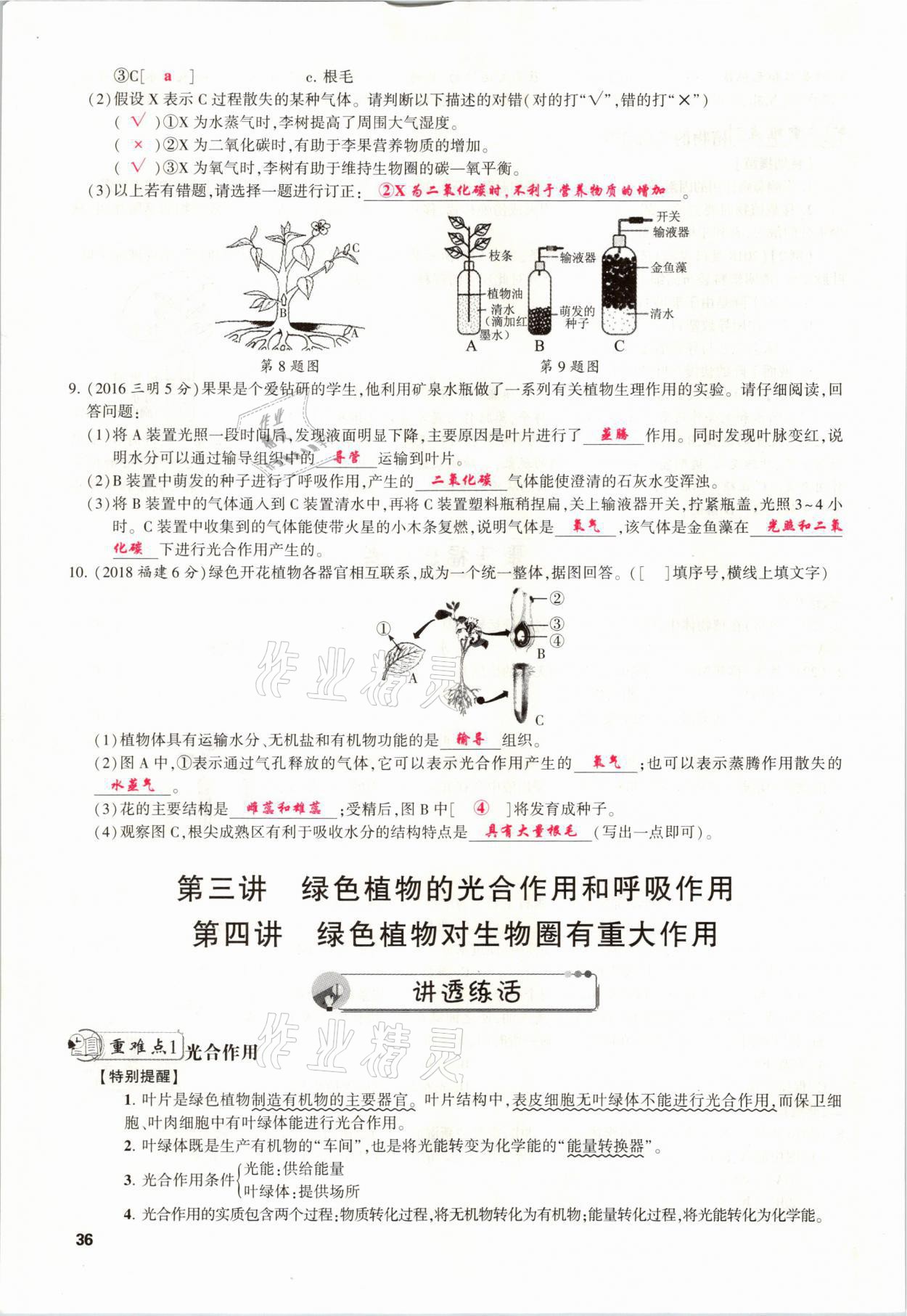 2021年聚焦中考生物福建專版 參考答案第36頁