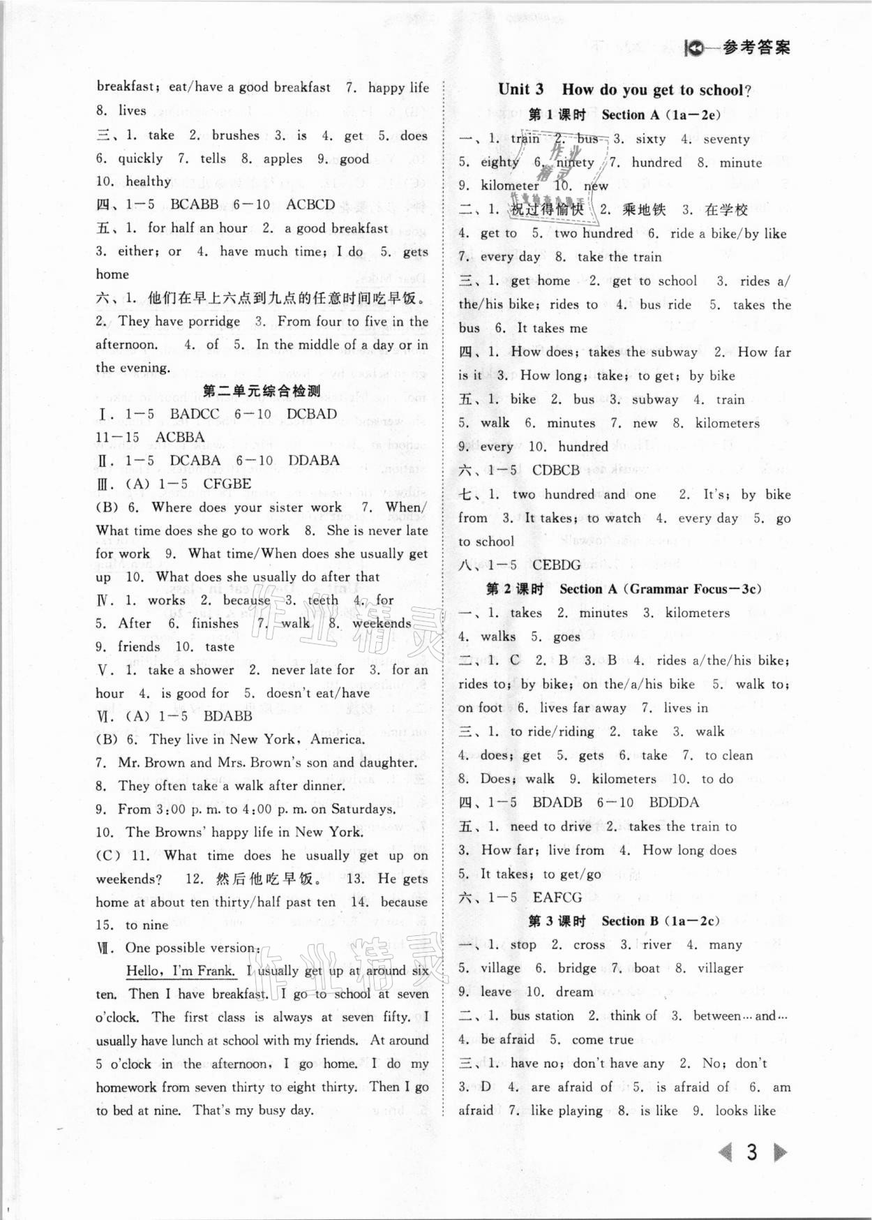 2021年勝券在握打好基礎(chǔ)作業(yè)本七年級(jí)英語(yǔ)下冊(cè)人教版 參考答案第3頁(yè)