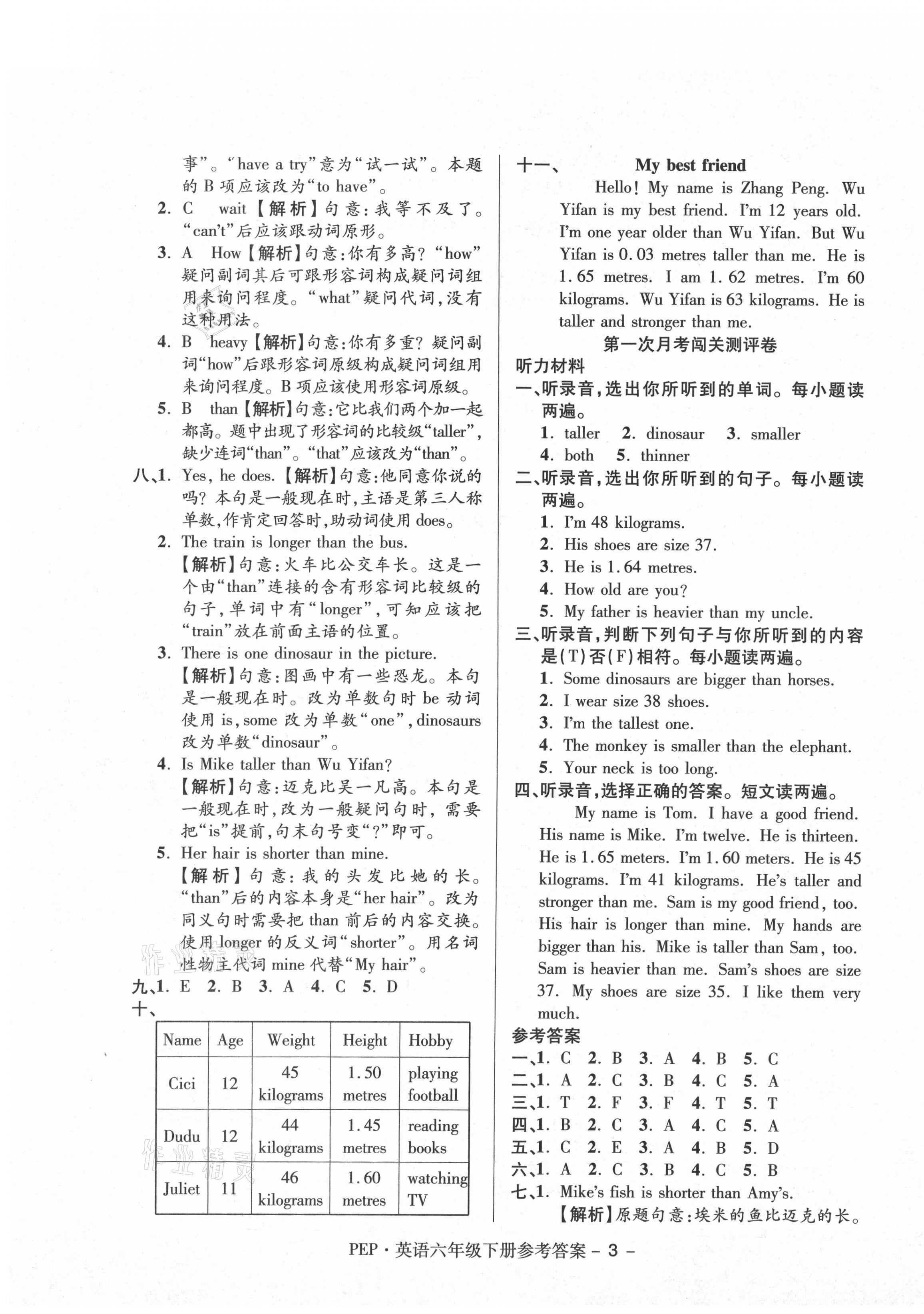 2021年大顯身手練考卷六年級(jí)英語(yǔ)下冊(cè)人教PEP版 第3頁(yè)