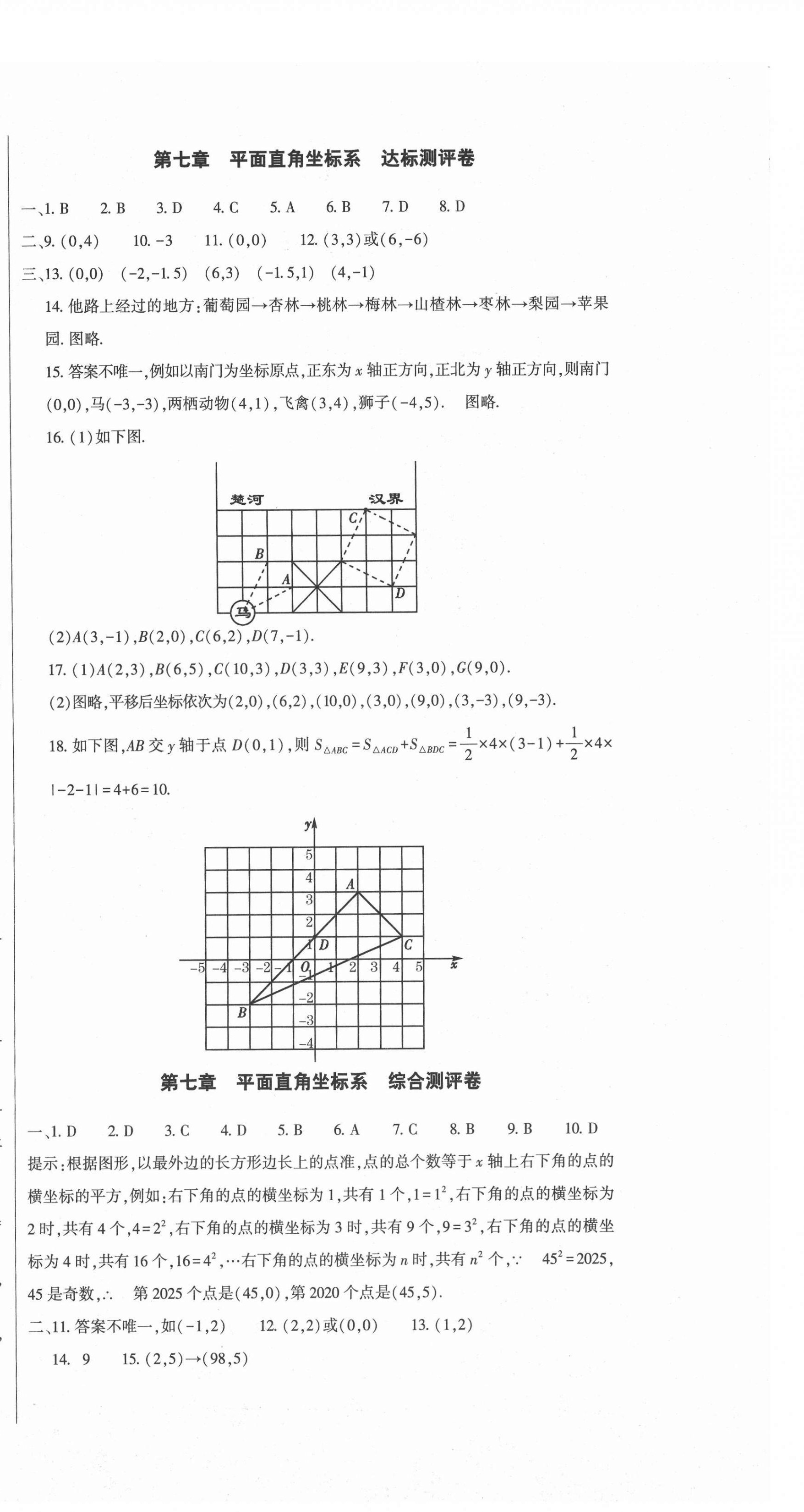 2021年全能練考卷七年級數(shù)學(xué)下冊人教版A版 參考答案第6頁