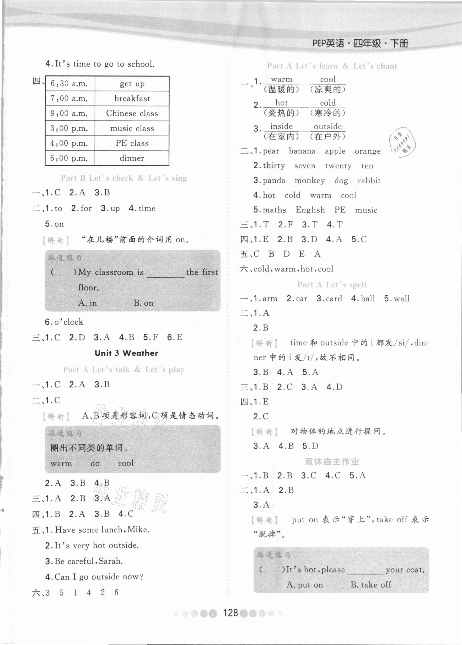 2021年核心課堂四年級(jí)英語(yǔ)下冊(cè)人教PEP版 參考答案第4頁(yè)