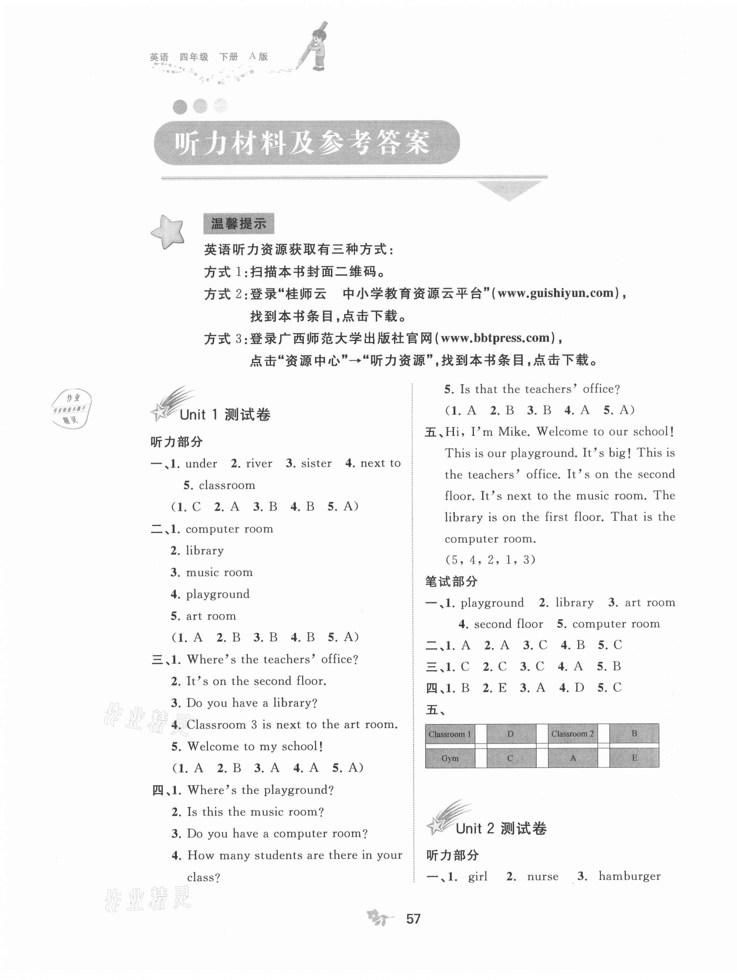 2021年新課程學(xué)習(xí)與測評單元雙測四年級英語下冊人教版A版 第1頁