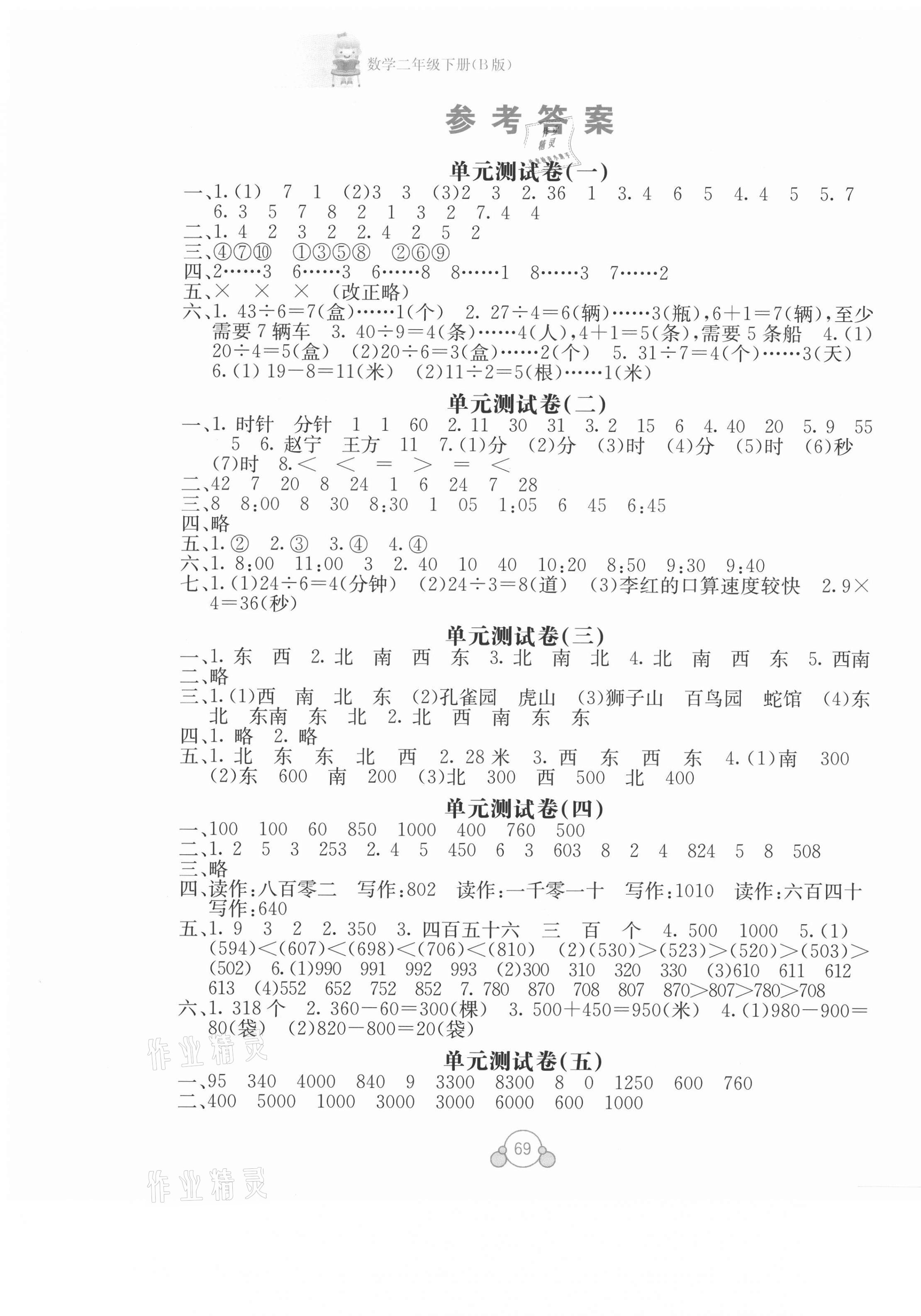 2021年自主学习能力测评单元测试二年级数学下册苏教版B版 第1页